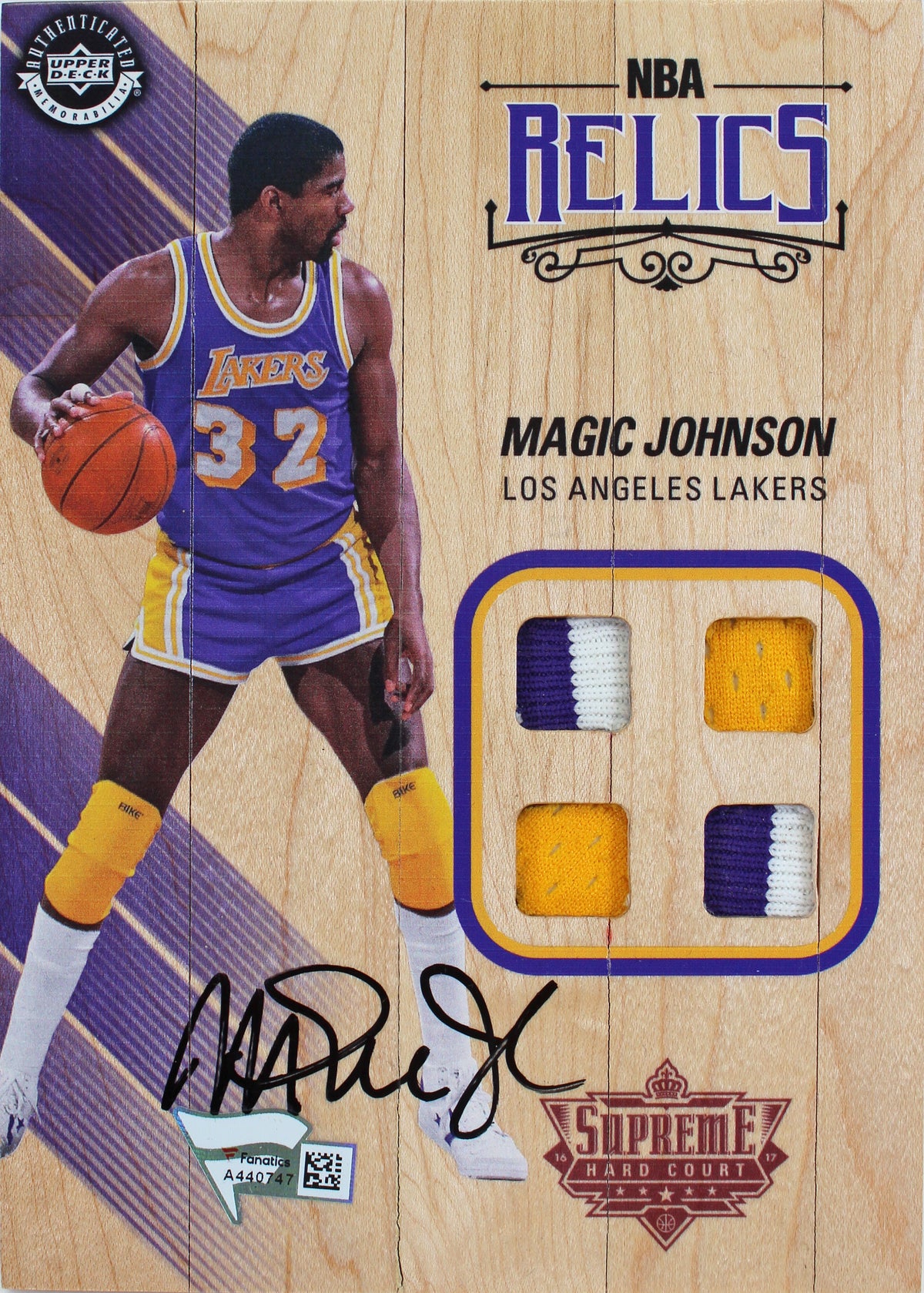 Lakers Magic Johnson Signed 5x7 Upper Deck Supreme Hard Court Card BAS #MJ09973