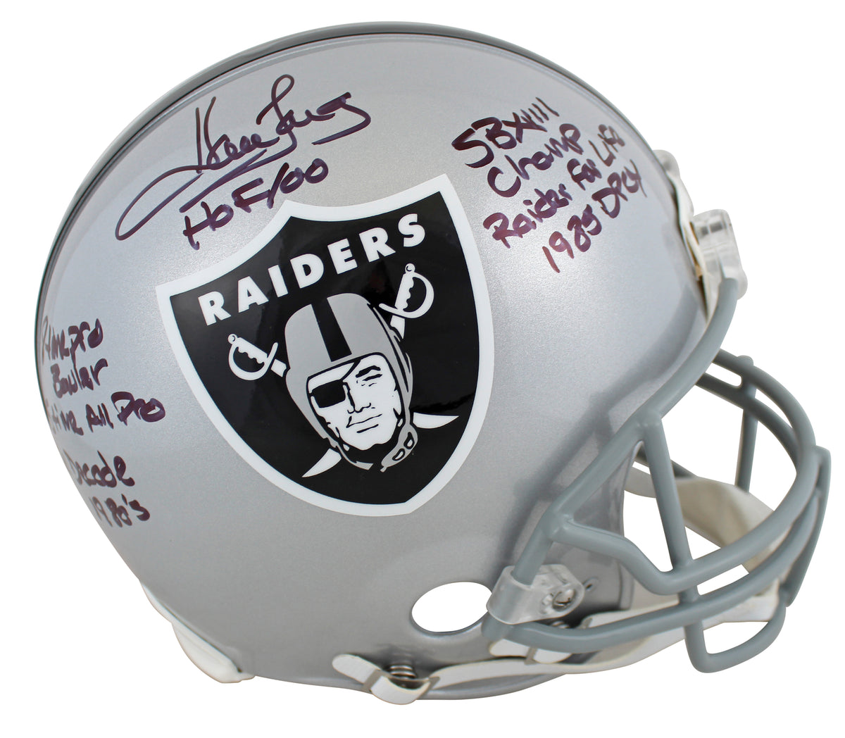 Raiders Howie Long "Career Stat" Signed Authentic Proline Full Size Helmet BAS