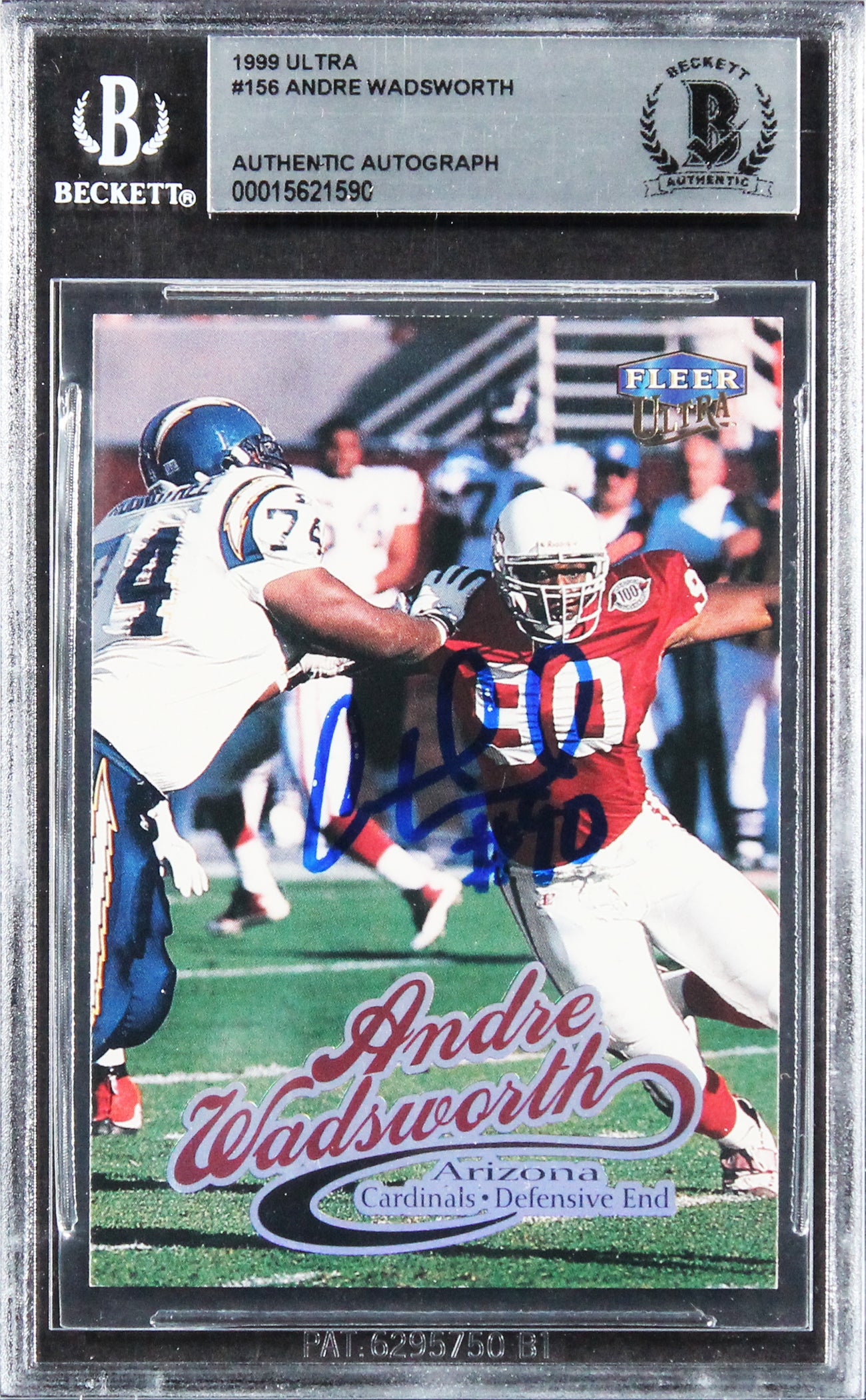 Cardinals Andre Wadsworth Authentic Signed 1999 Ultra #156 Card BAS Slabbed