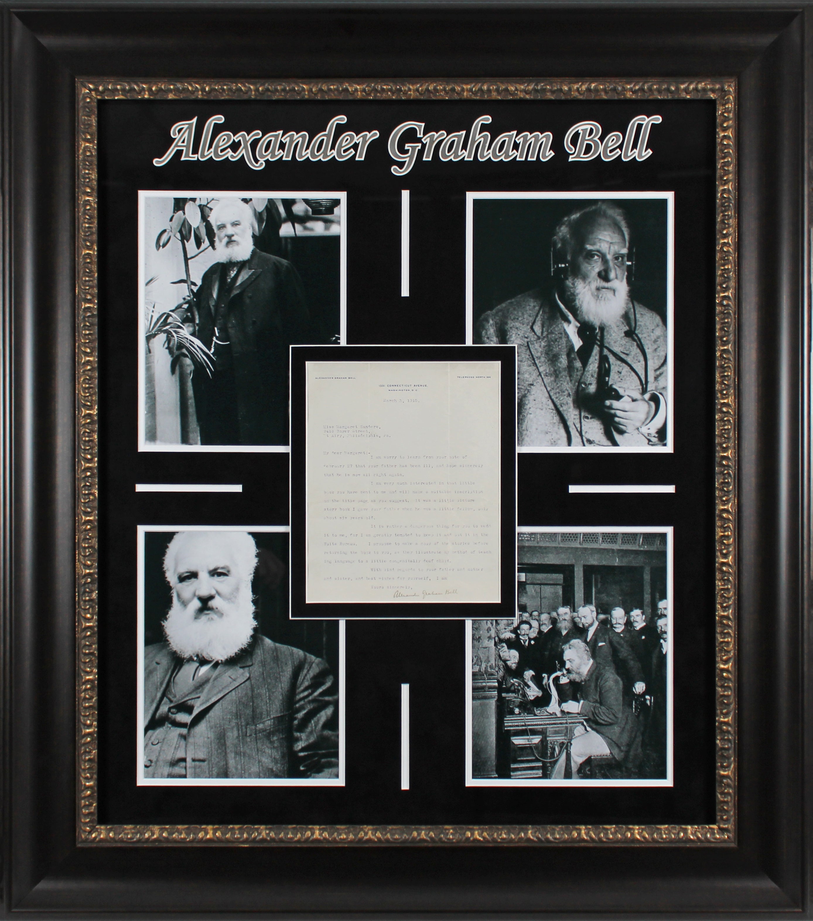 Alexander Graham Bell Authentic Signed & Framed 1915 Typed Letter BAS #A04949