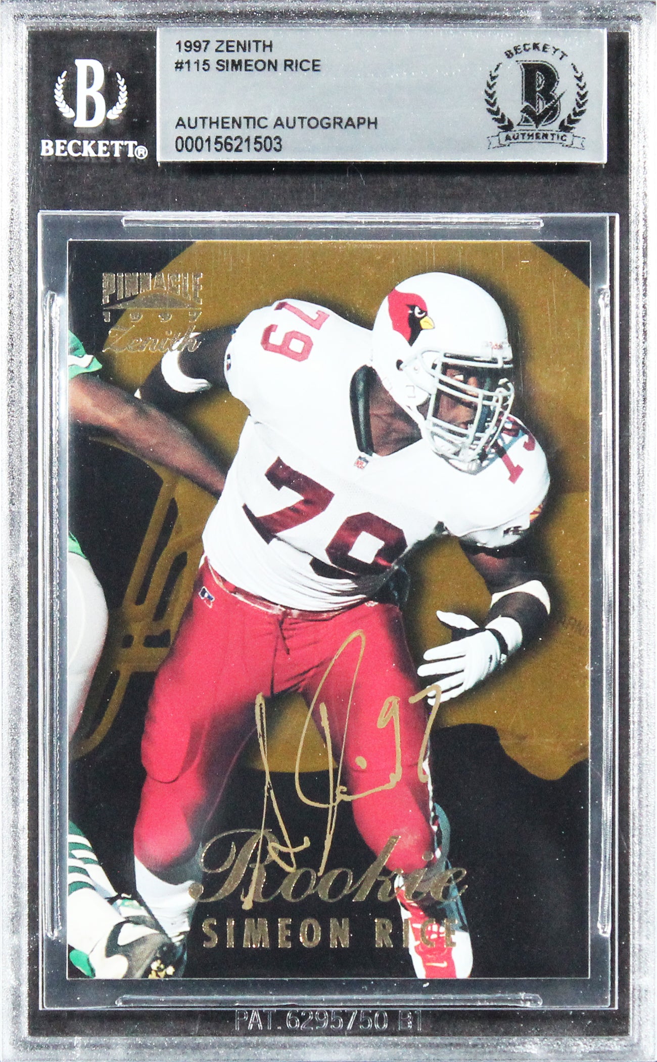 Cardinals Simeon Rice Authentic Signed 1997 Zenith #115 Card BAS Slabbed