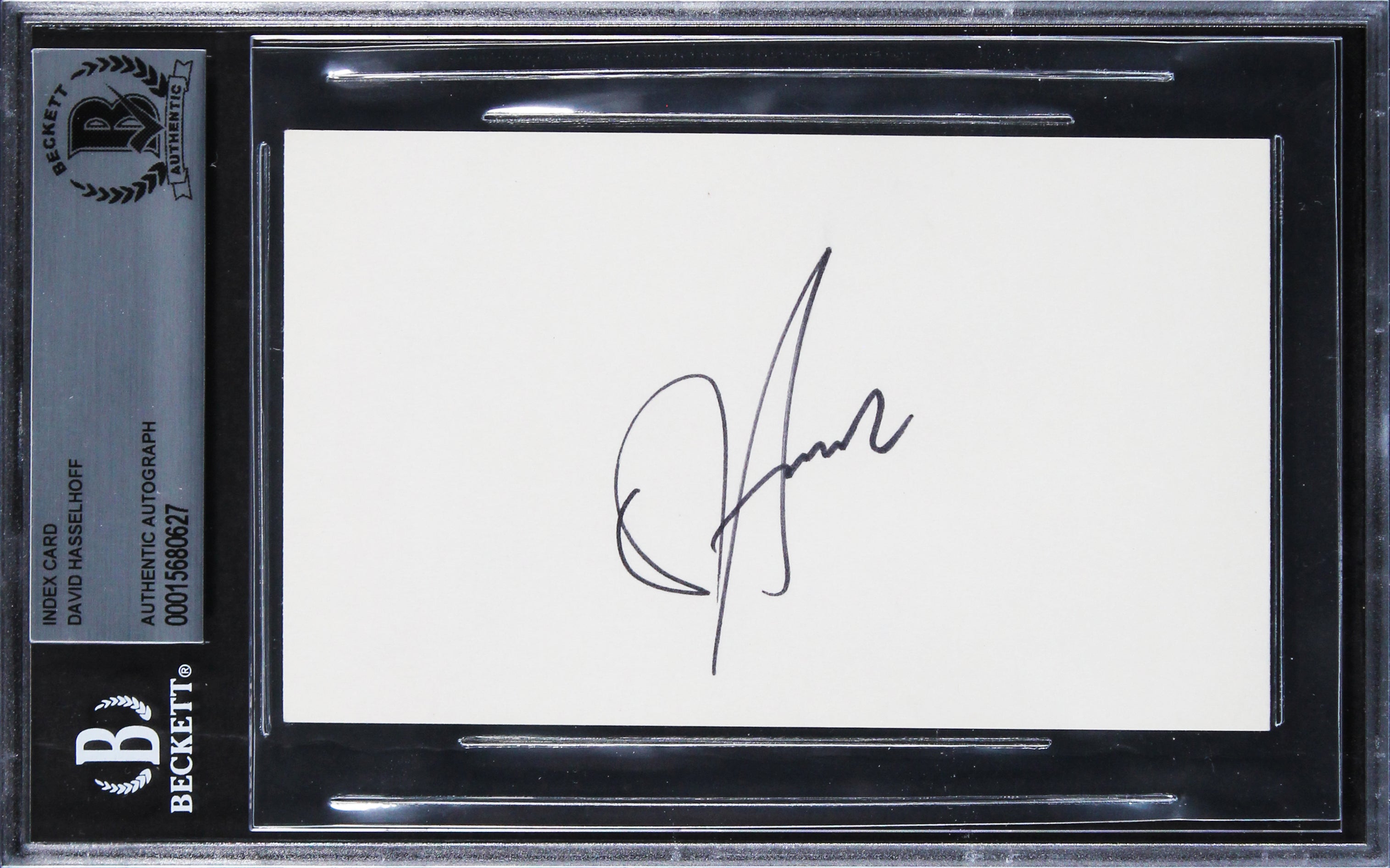 David Hasselhoff Knight Rider Authentic Signed 3x5 Index Card BAS Slabbed