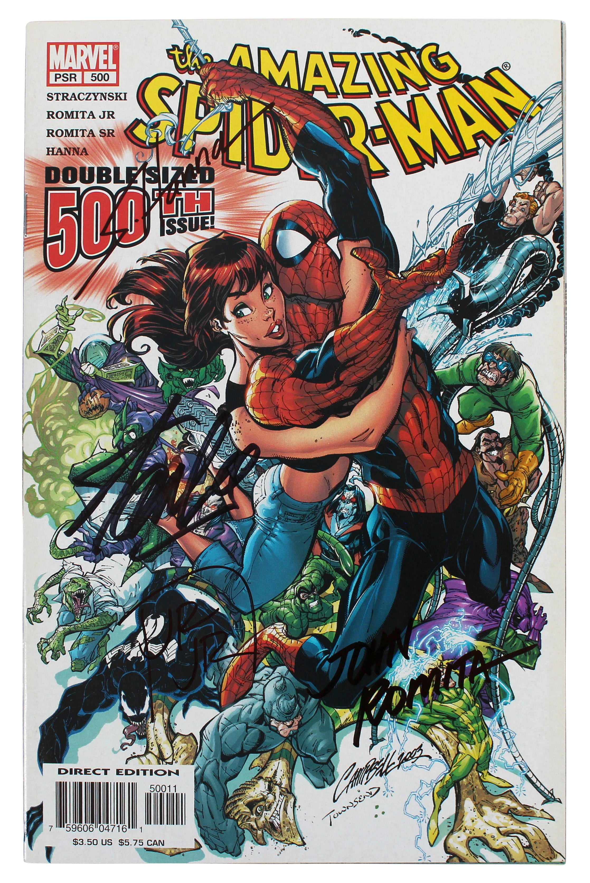 (4) Stan Lee, Romita, Hanna +1 Signed The Amazing Spider-Man #500 Comic JSA