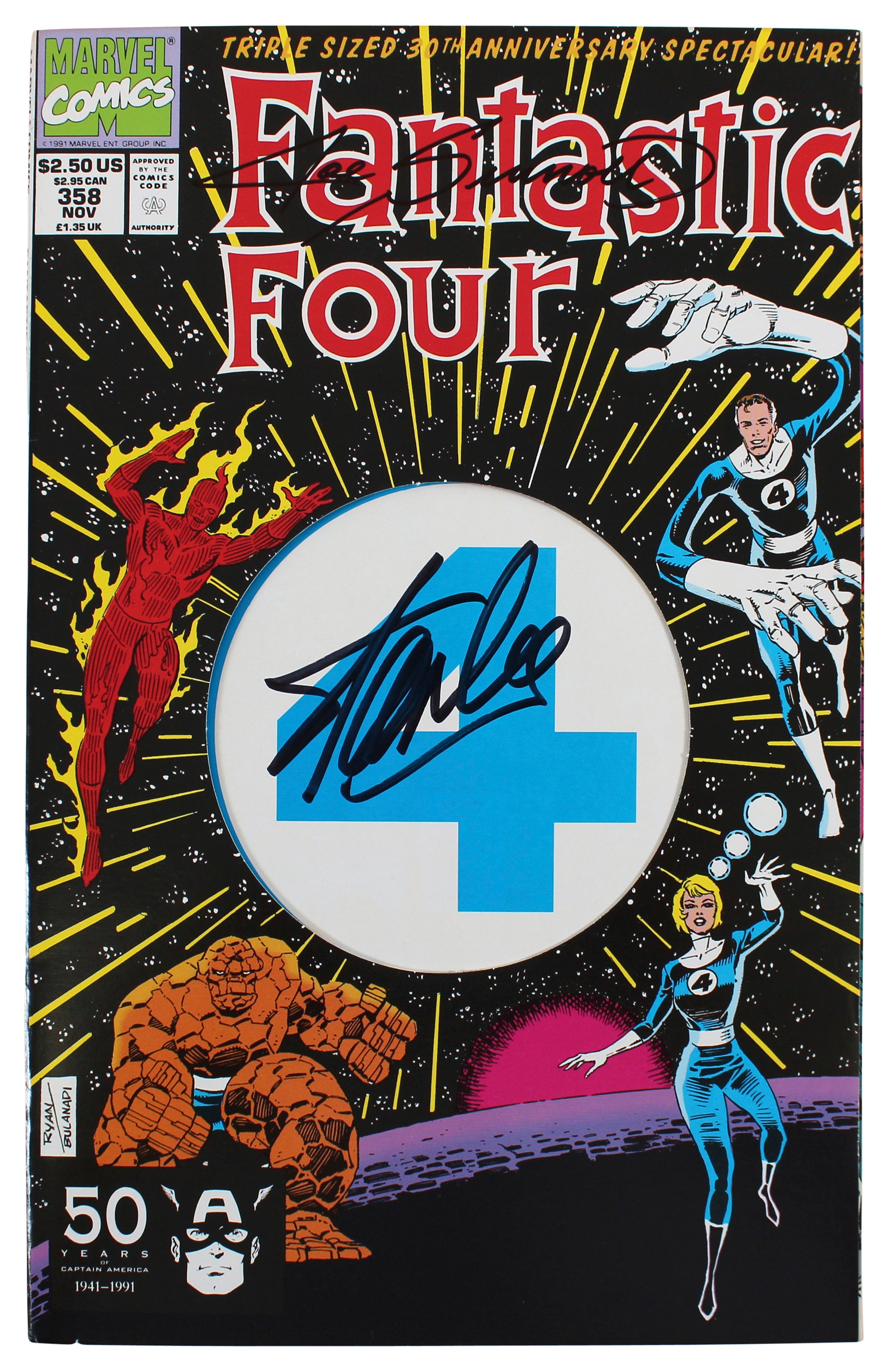 Stan Lee & Joe Sinnott Authentic Signed Fantastic Four #358 Comic JSA #XX05169