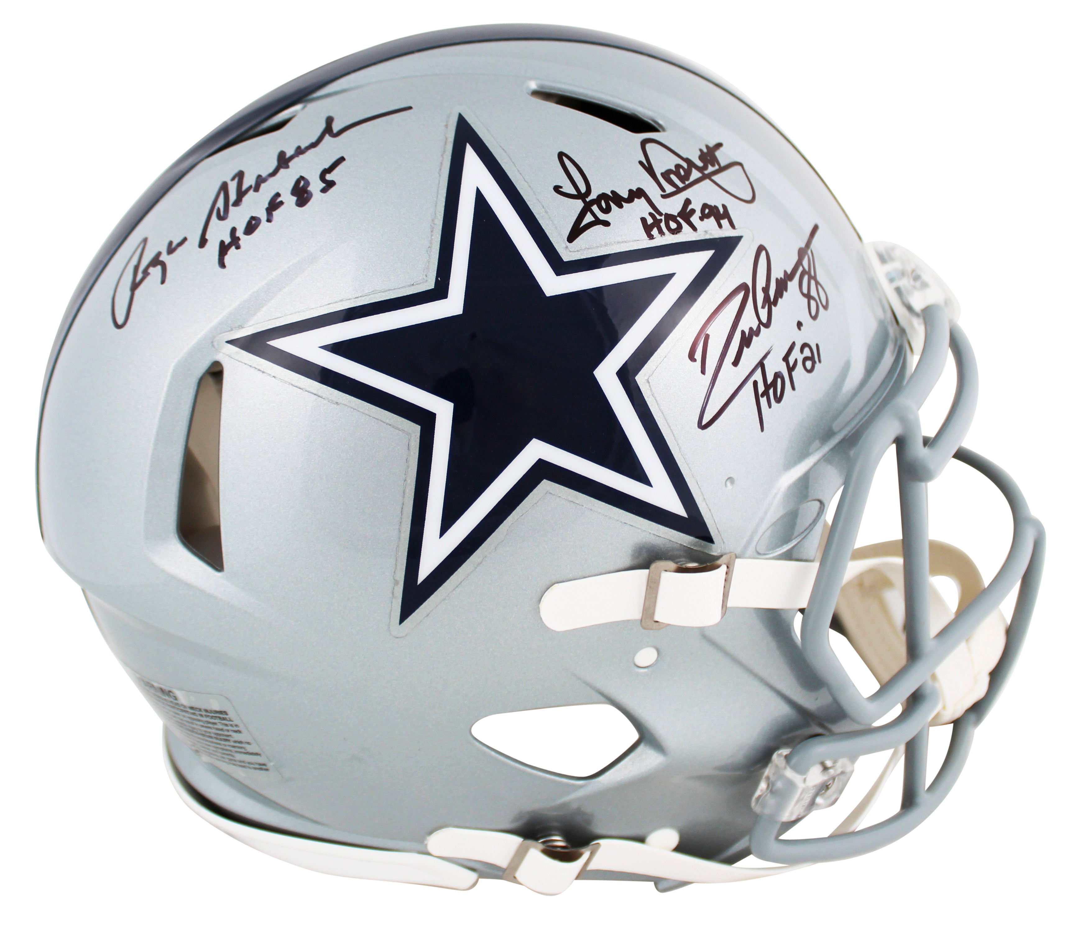 (3) Staubach, Dorsett & Pearson Signed F/S Speed Proline Helmet w/ Case BAS W 2