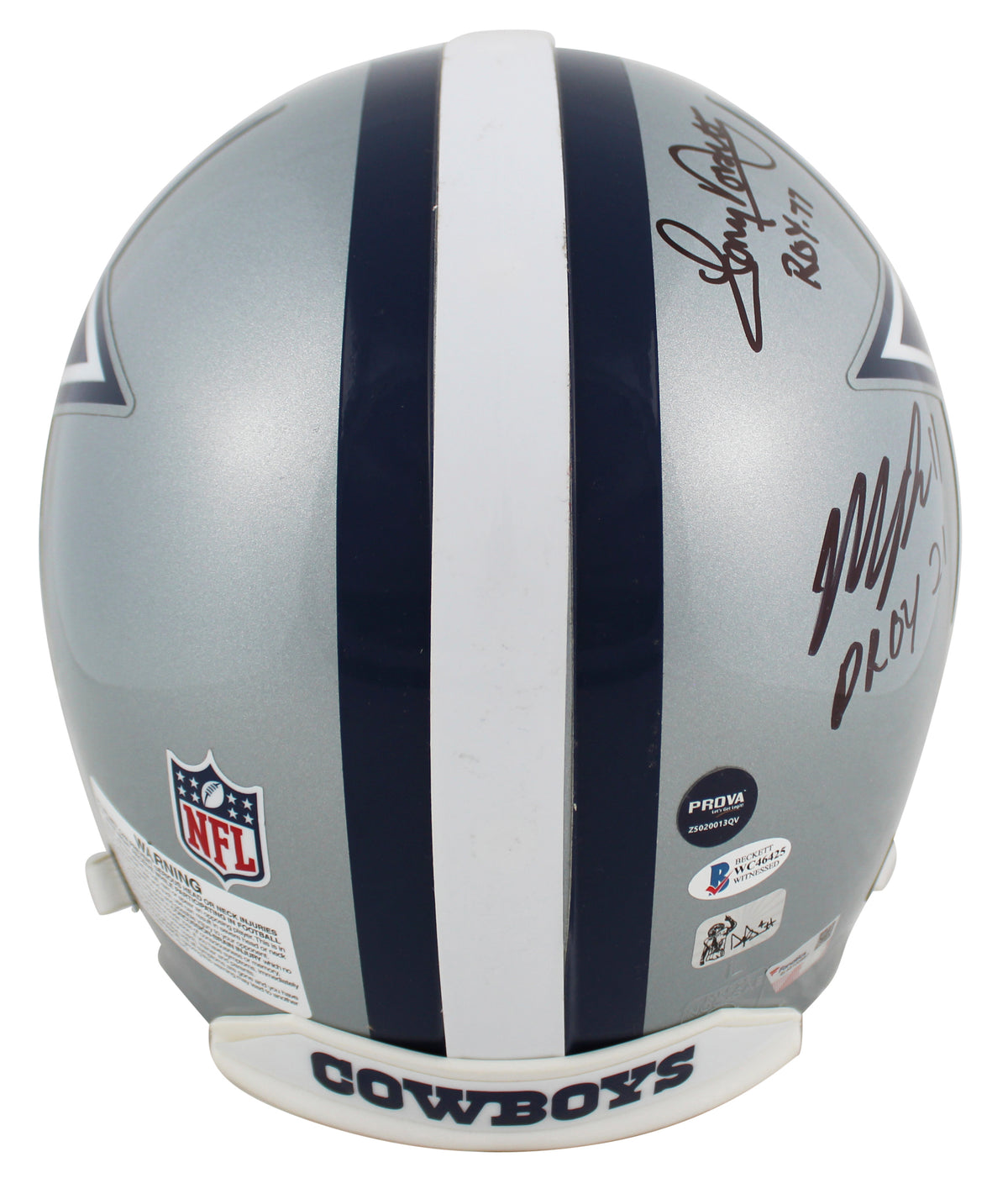 Cowboys ROY (4) Smith, Dorsett, Parsons & Prescott Signed F/S Proline Helmet BAS
