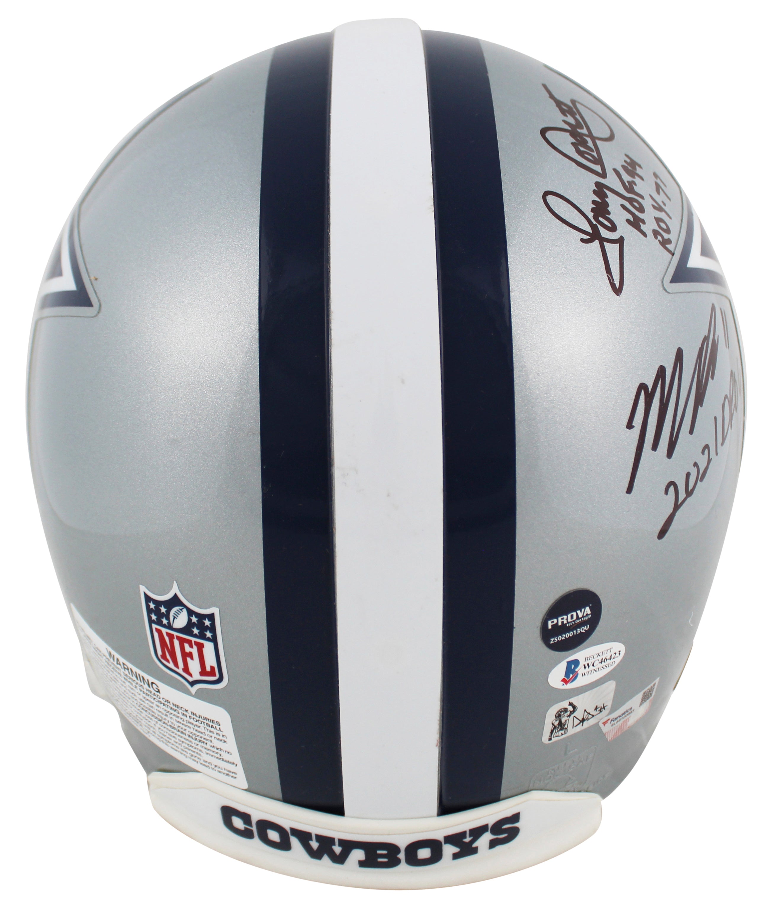 Dallas ROYs (4) Smith, Dorsett, Parsons & Prescott Signed F/S Proline Helmet BAS