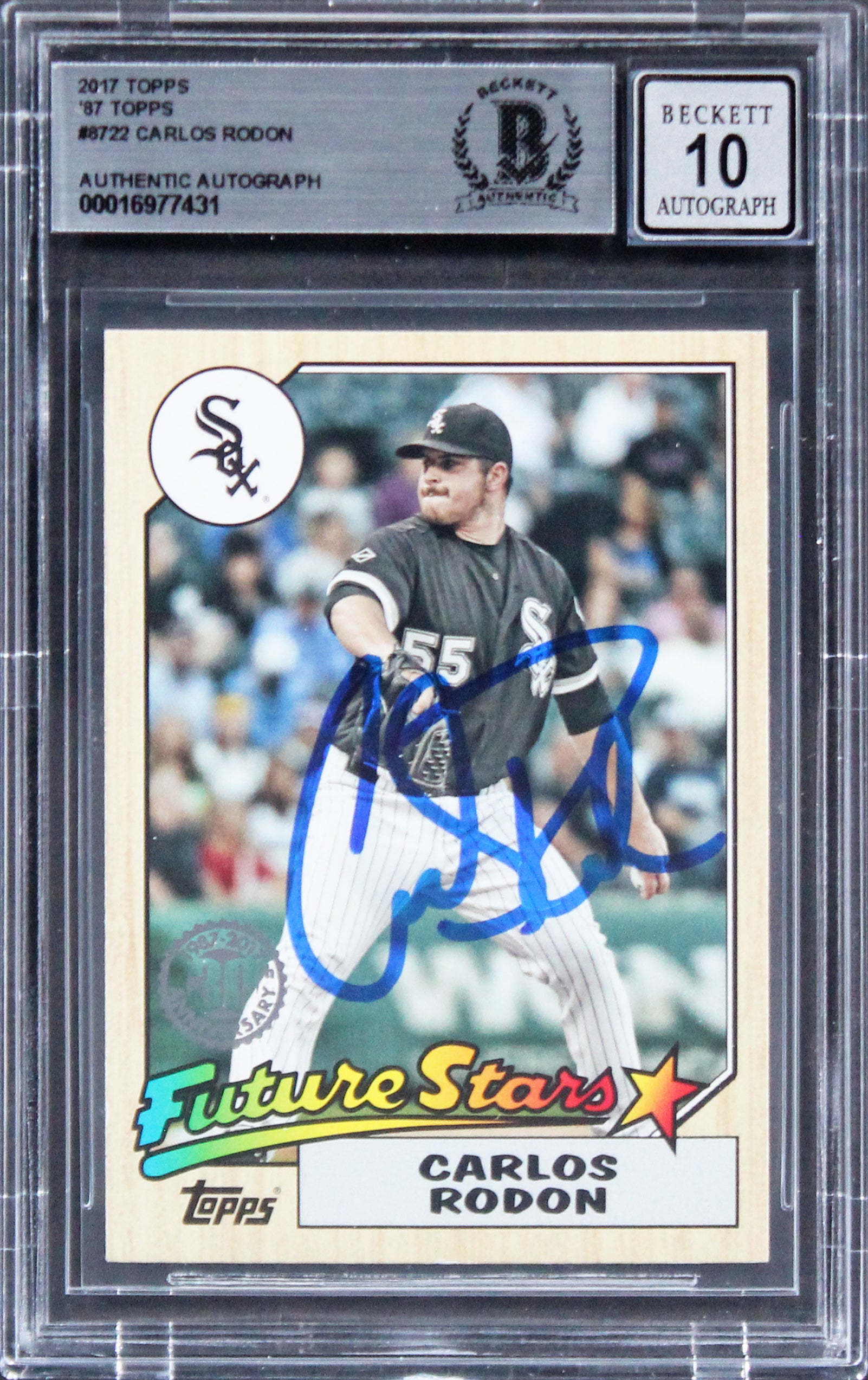 White Sox Carlos Rodon Signed 2017 Topps '87 Topps #8722 Card Auto 10! BAS Slab