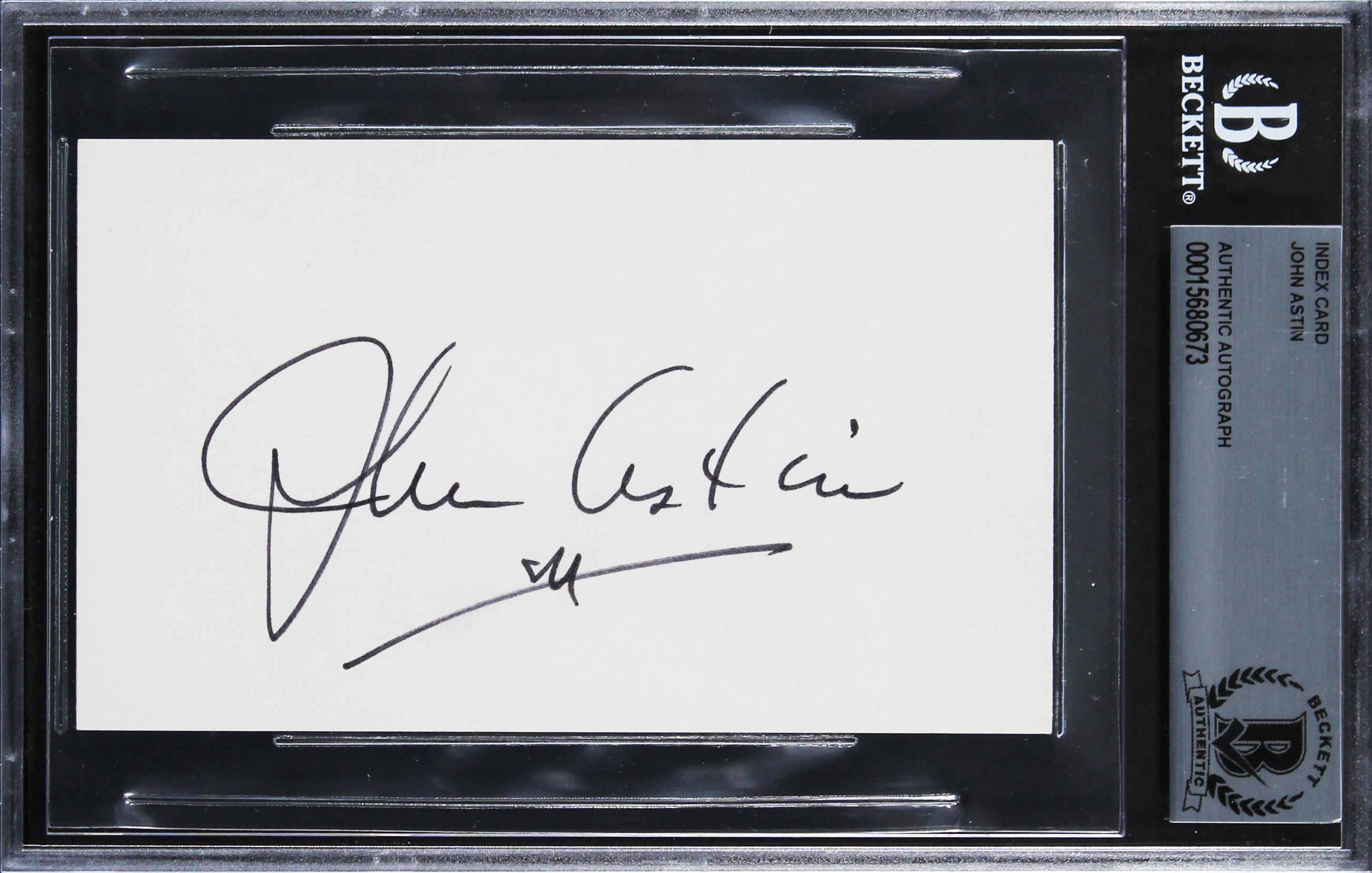 John Astin The Addams Family Authentic Signed 3x5 Index Card BAS Slabbed