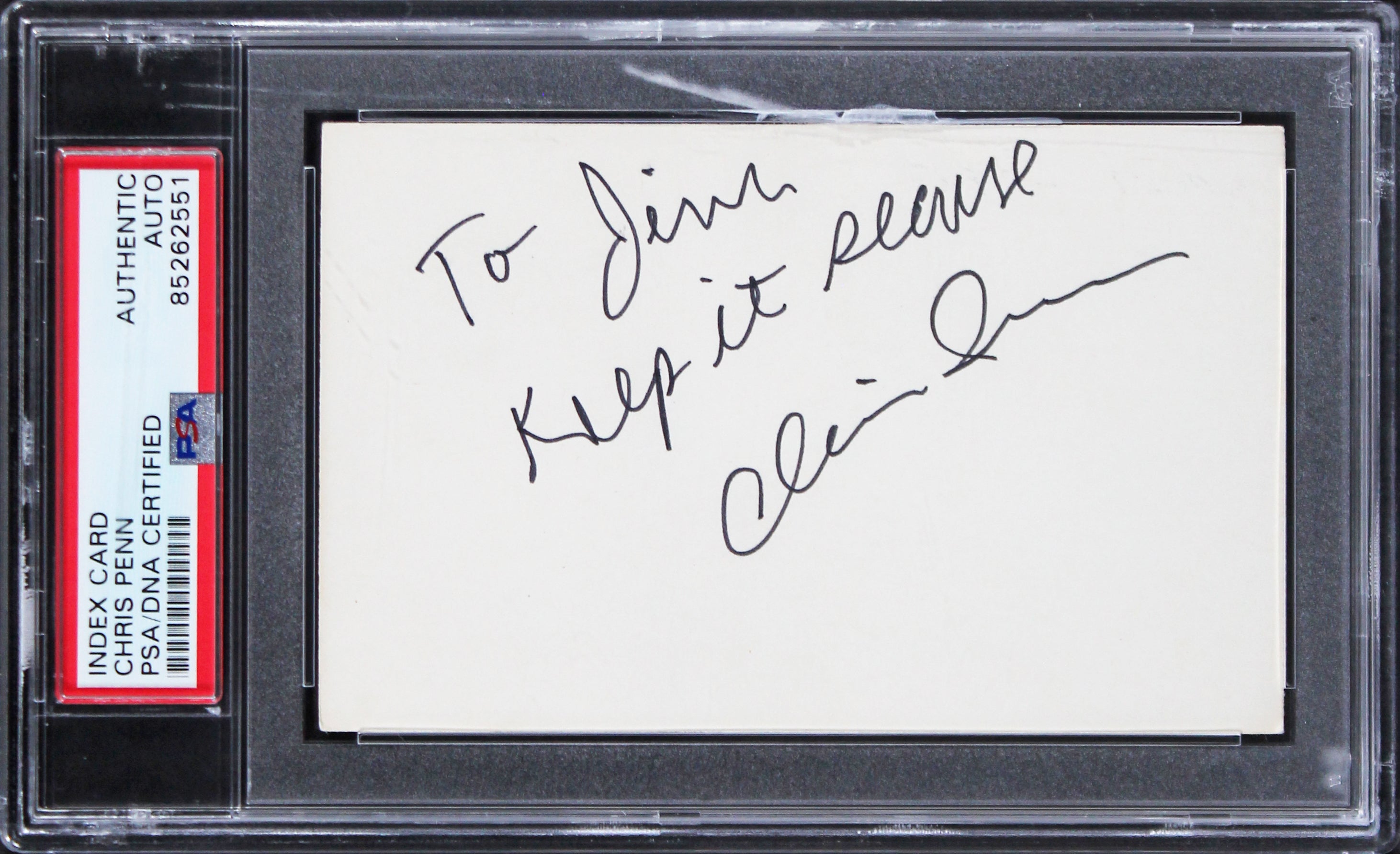 Chris Penn Footloose Authentic Signed 3x5 Index Card PSA/DNA Slabbed
