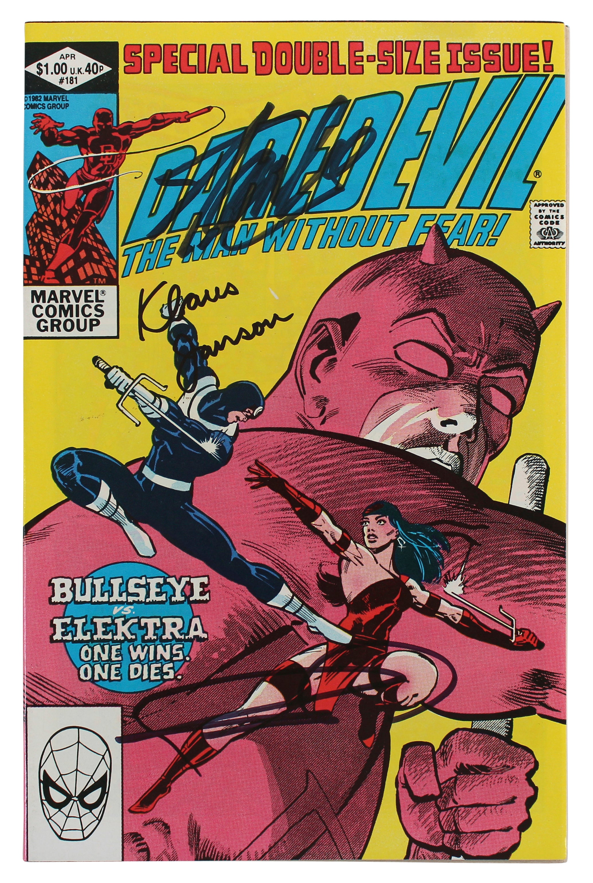 (3) Stan Lee, Miller & Janson Authentic Signed Daredevil #181 Comic JSA #XX05181