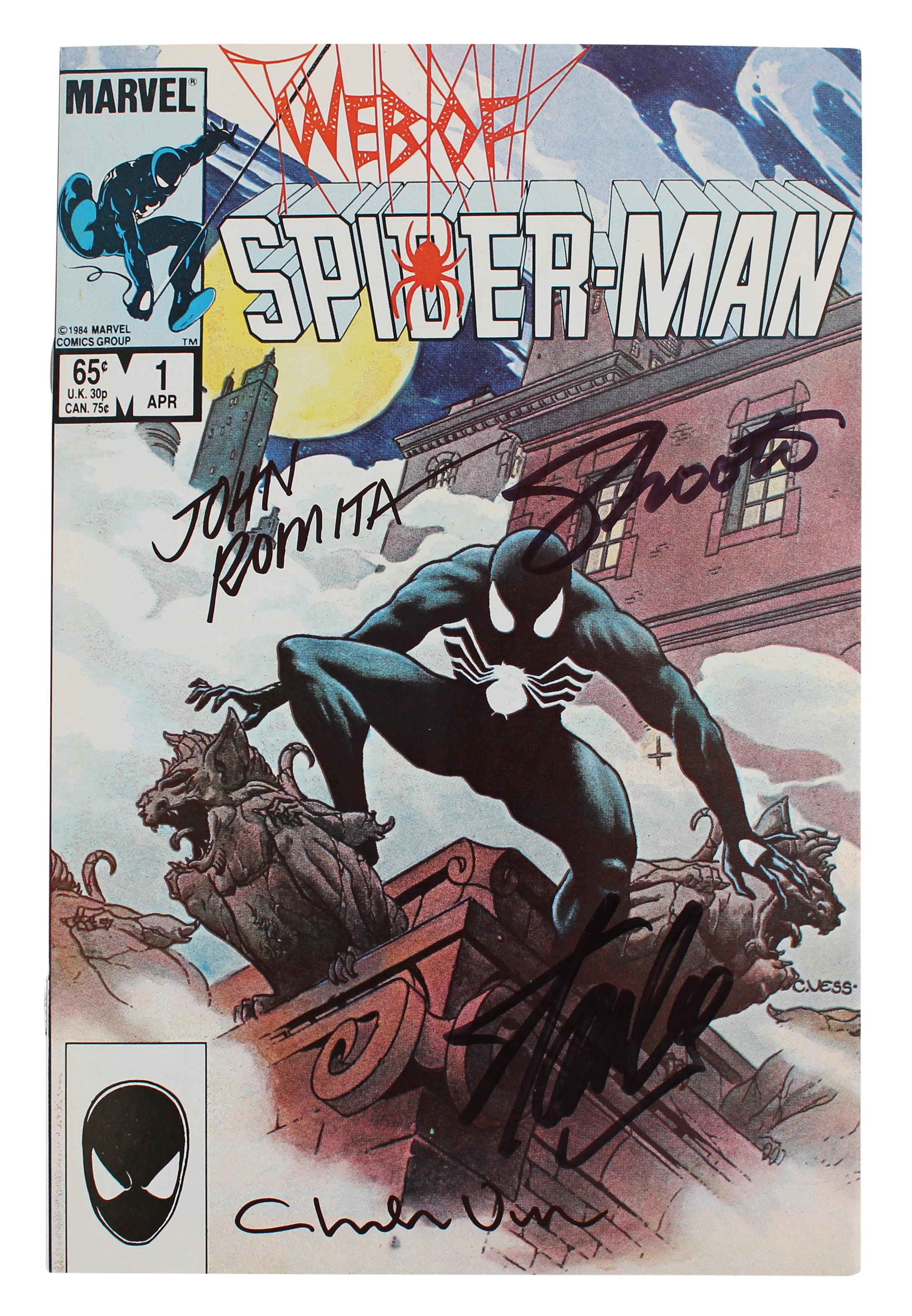 (4) Stan Lee, Romita., Shooter & Vess Signed Web Of Spider-Man #1 Comic JSA