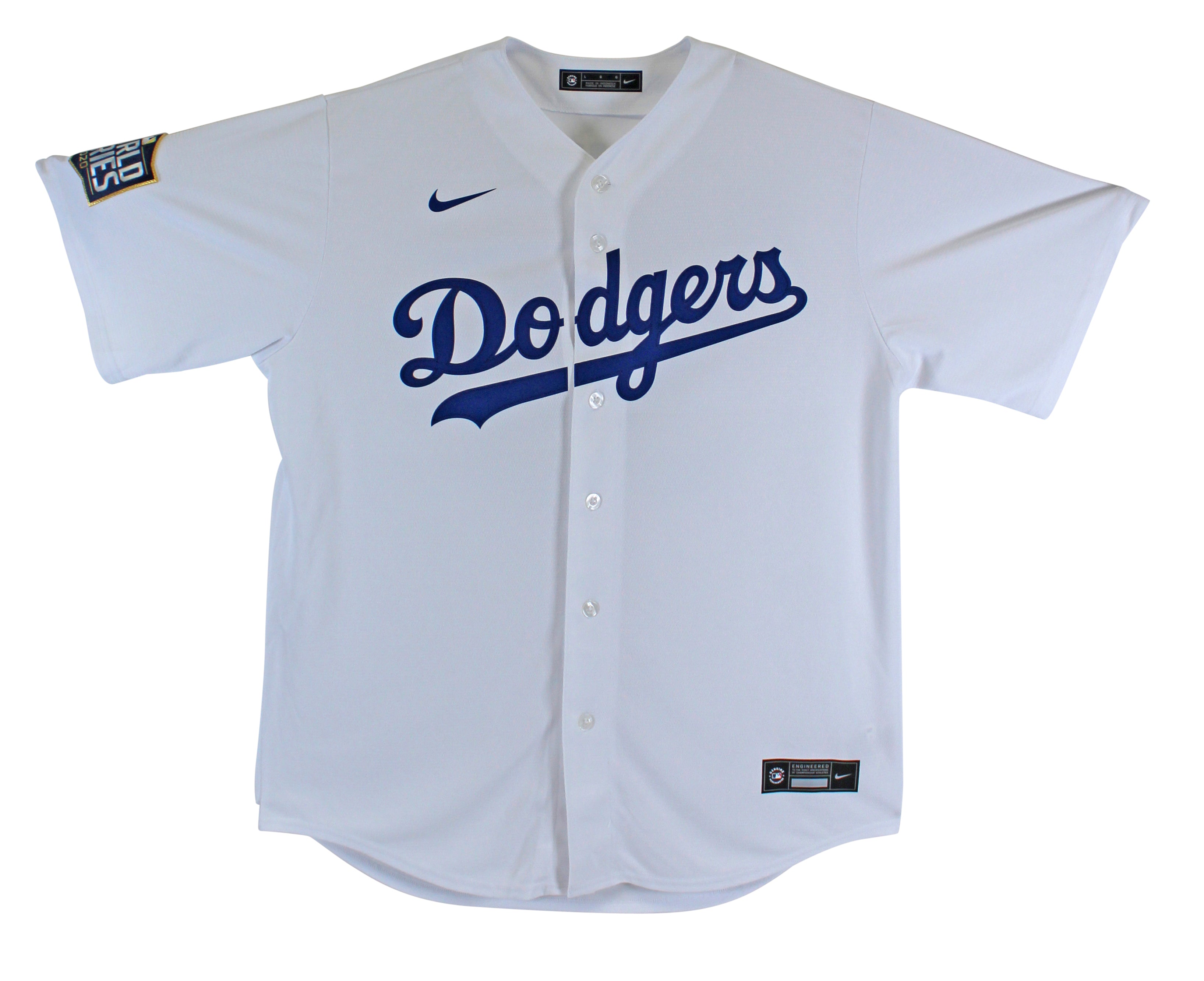 Press Pass Collectibles Dodgers Cody Bellinger 2020 WS Champs Signed White Nike Jersey w Patch Fanatics