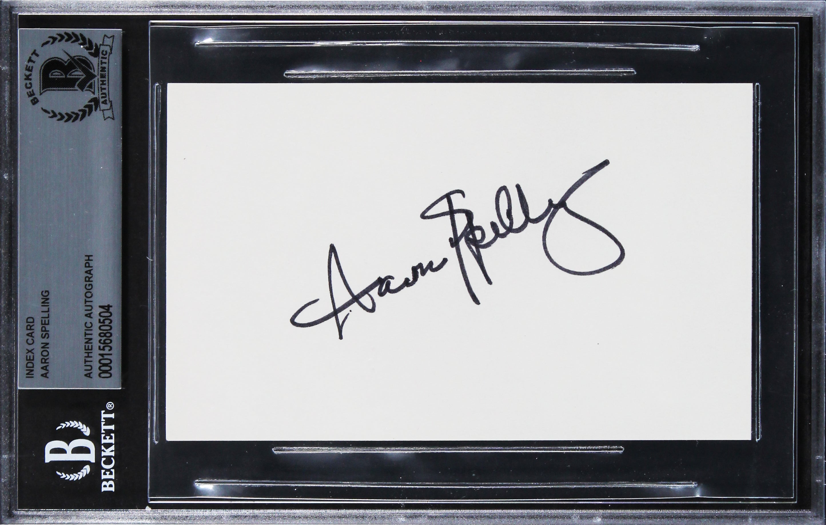 Aaron Spelling Beverly Hills 90210 Authentic Signed 3x5 Index Card BAS Slabbed