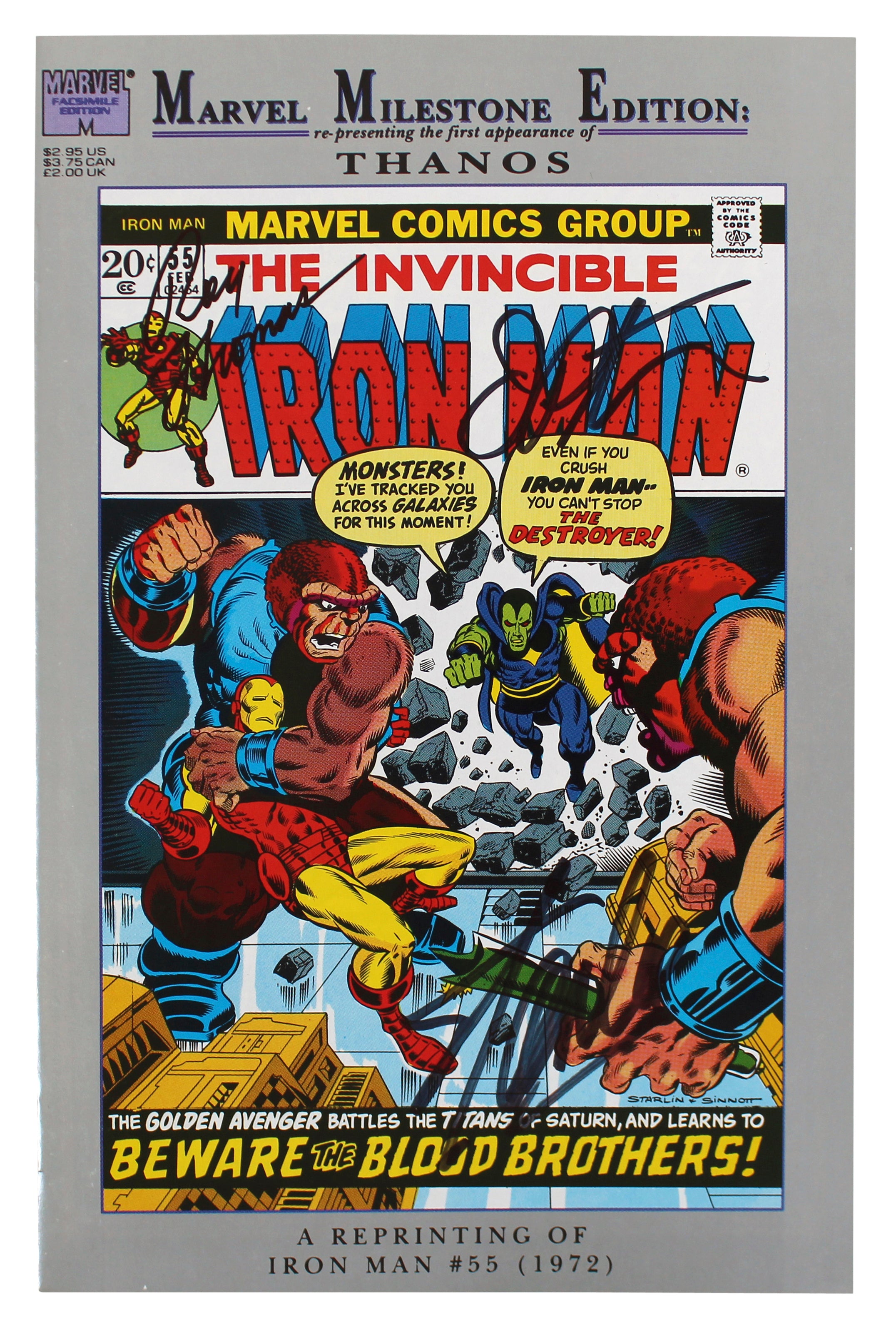 (3) Stan Lee, Thomas & Starlin Signed The Invincible Iron Man #55 Comic JSA