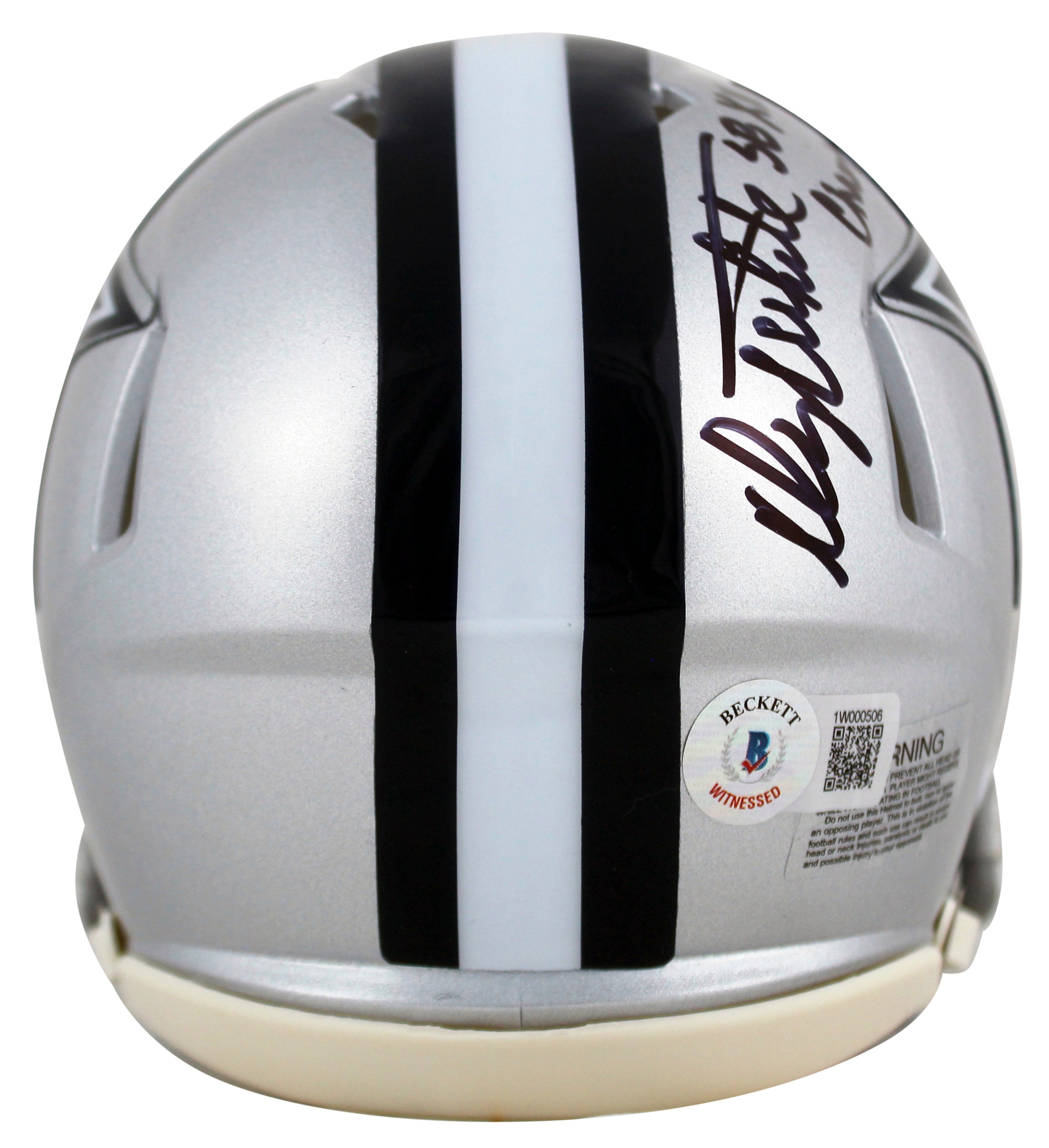 Cowboys Danny White "SB XII Champs" Signed Speed Mini Helmet BAS Witnessed