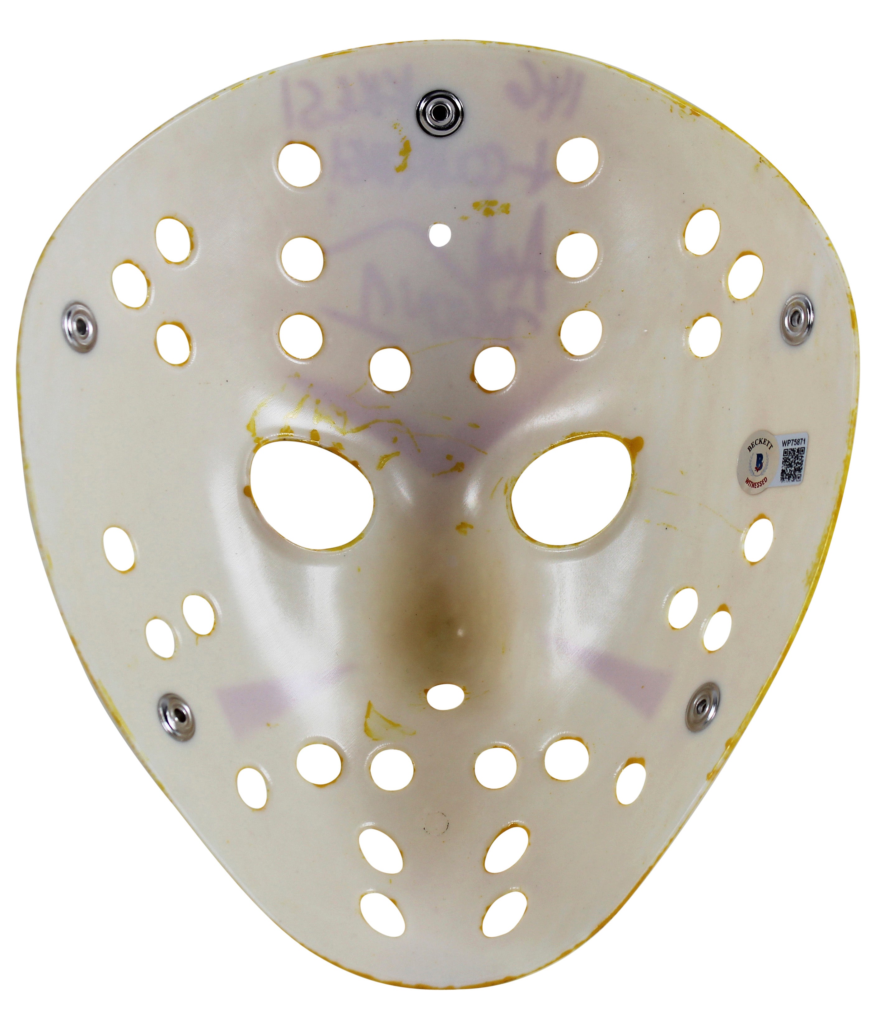 Ari Lehman Friday The 13th 146 Kills & Counting Signed Yellow Mask w Red Sig BAS