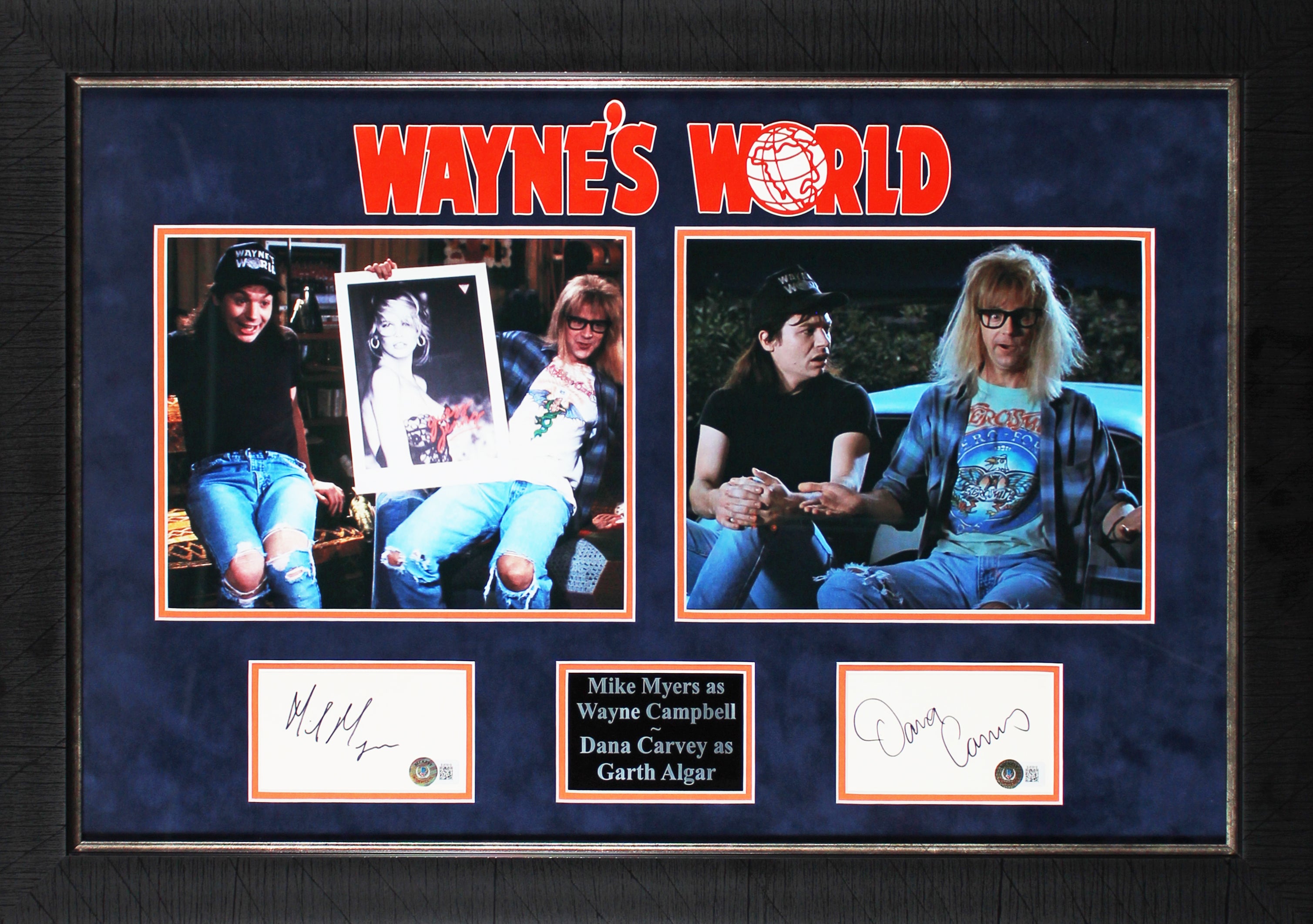 Michael Myers & Dana Carvey Wayne's World Signed Framed Display BAS #BJ63916