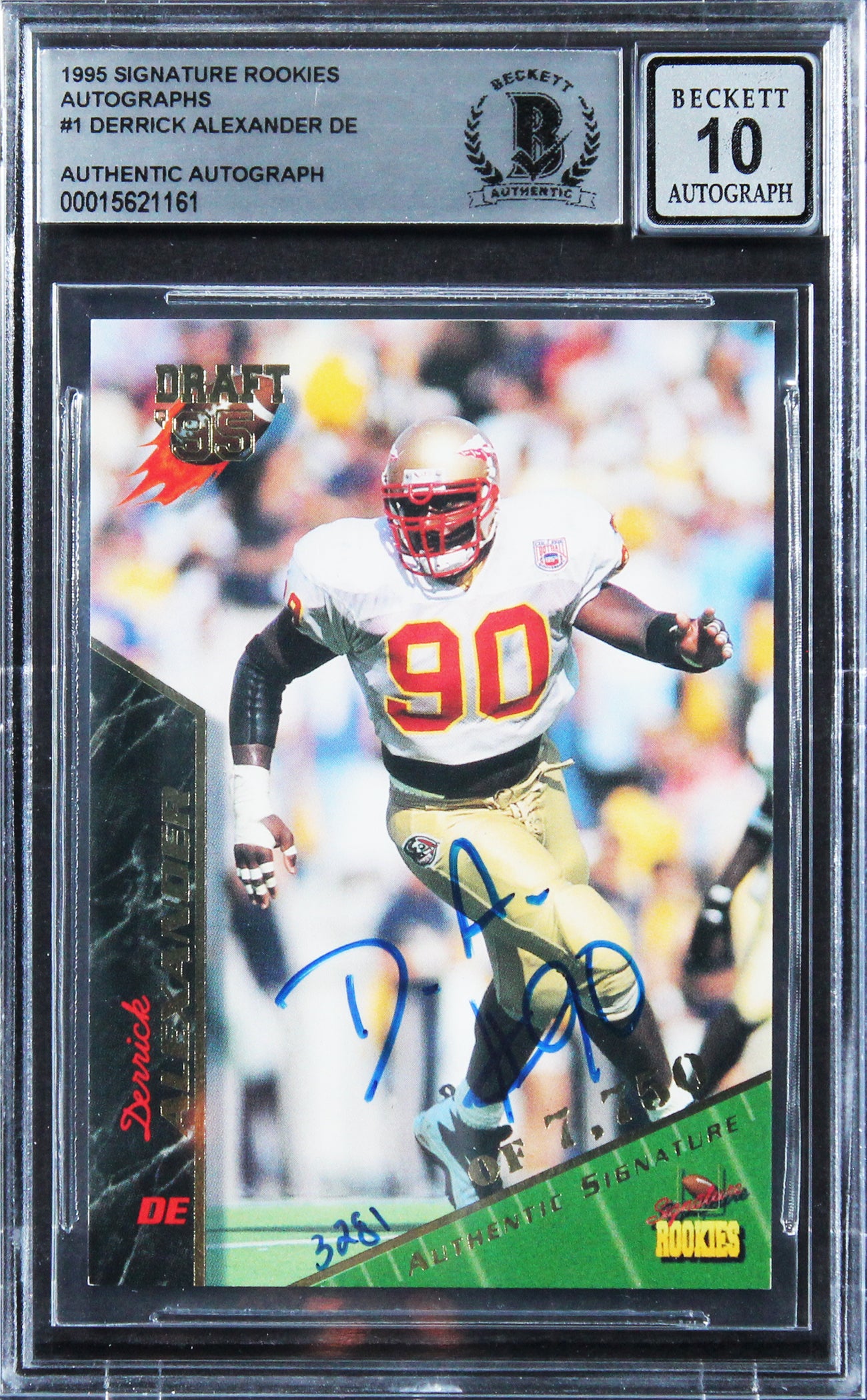 Vikings Derrick Alexander Signed 1994 Signature Rookies #1 Card Auto 10 BAS Slab