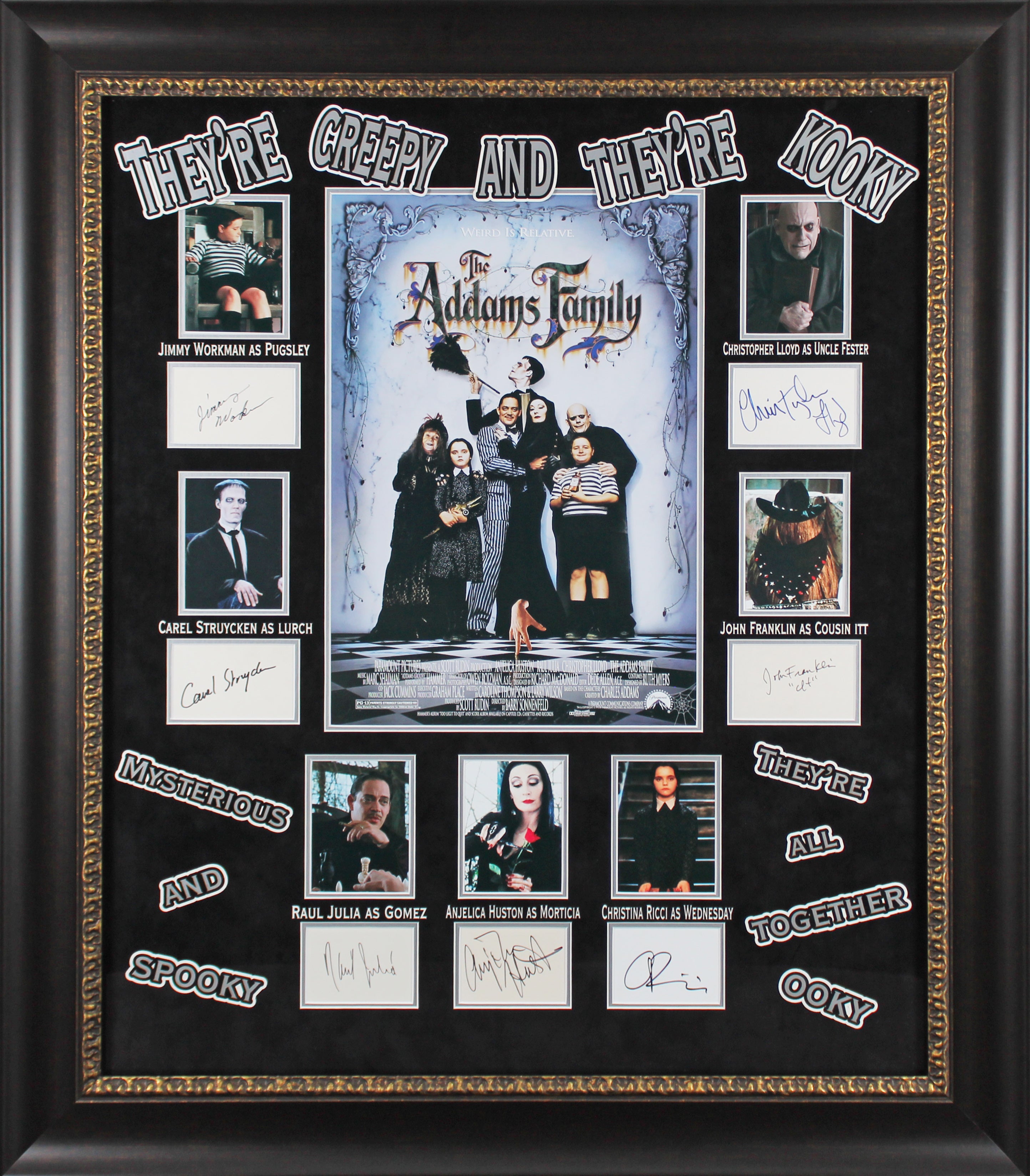 Addams Family (7) Houston, Julia, Ricci, Lloyd +3 Signed Framed Display BAS LOA