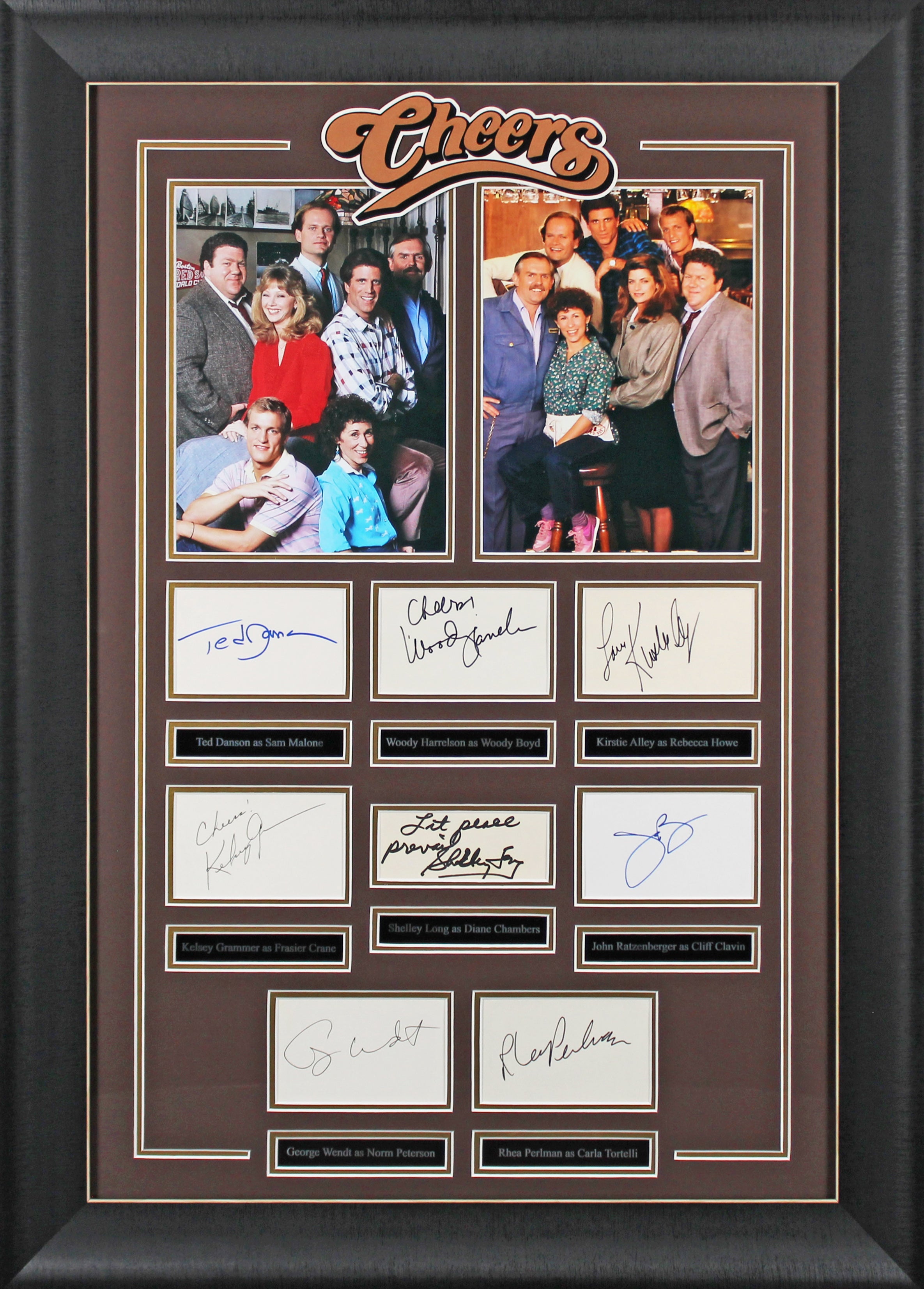 Cheers (8) Alley, Long, Danson, Grammer +4 Signed Framed Display BAS #AD04928