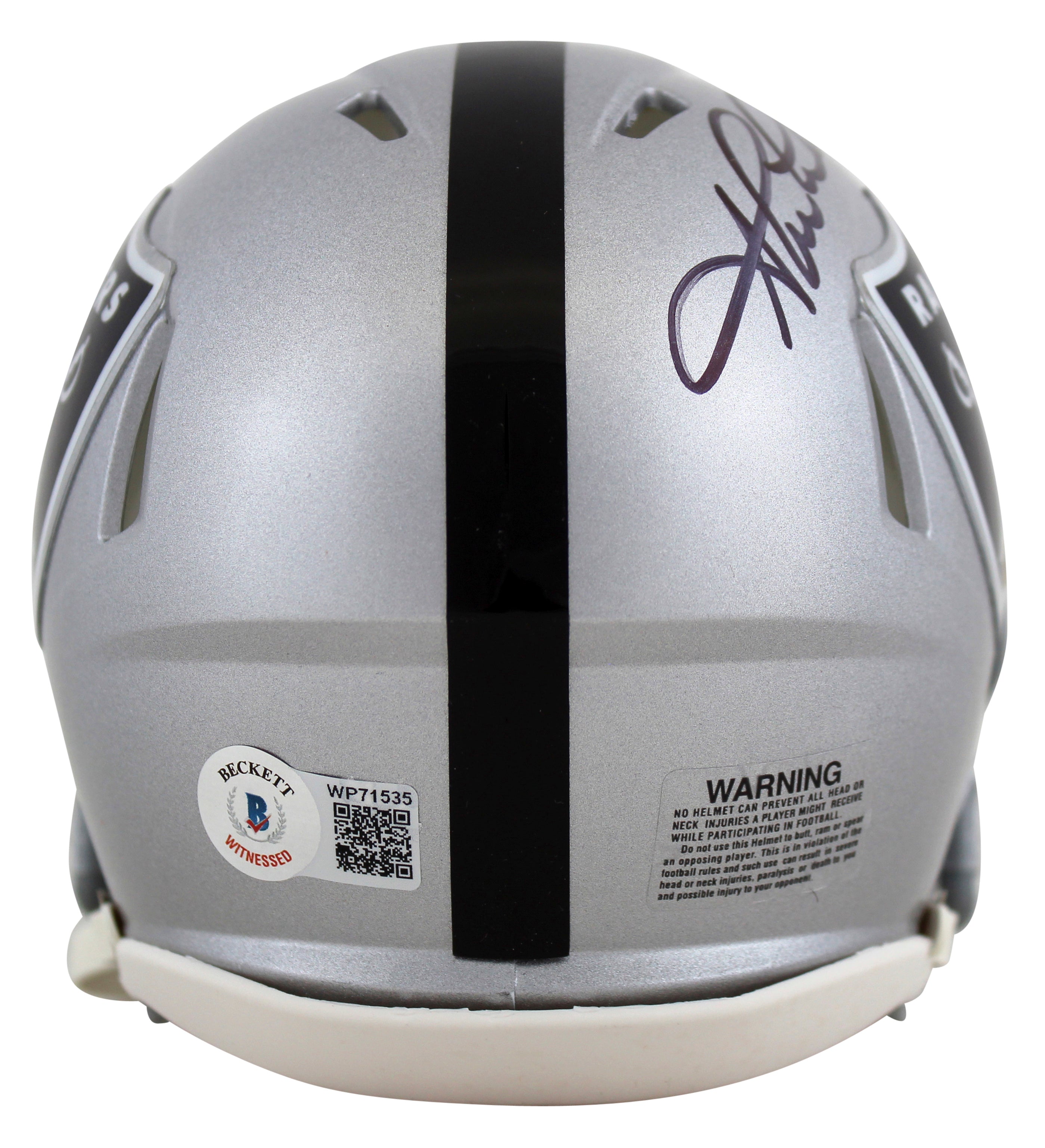 Raiders Shane Lechler Just Win Baby Signed Silver Speed Mini Helmet BAS Witness