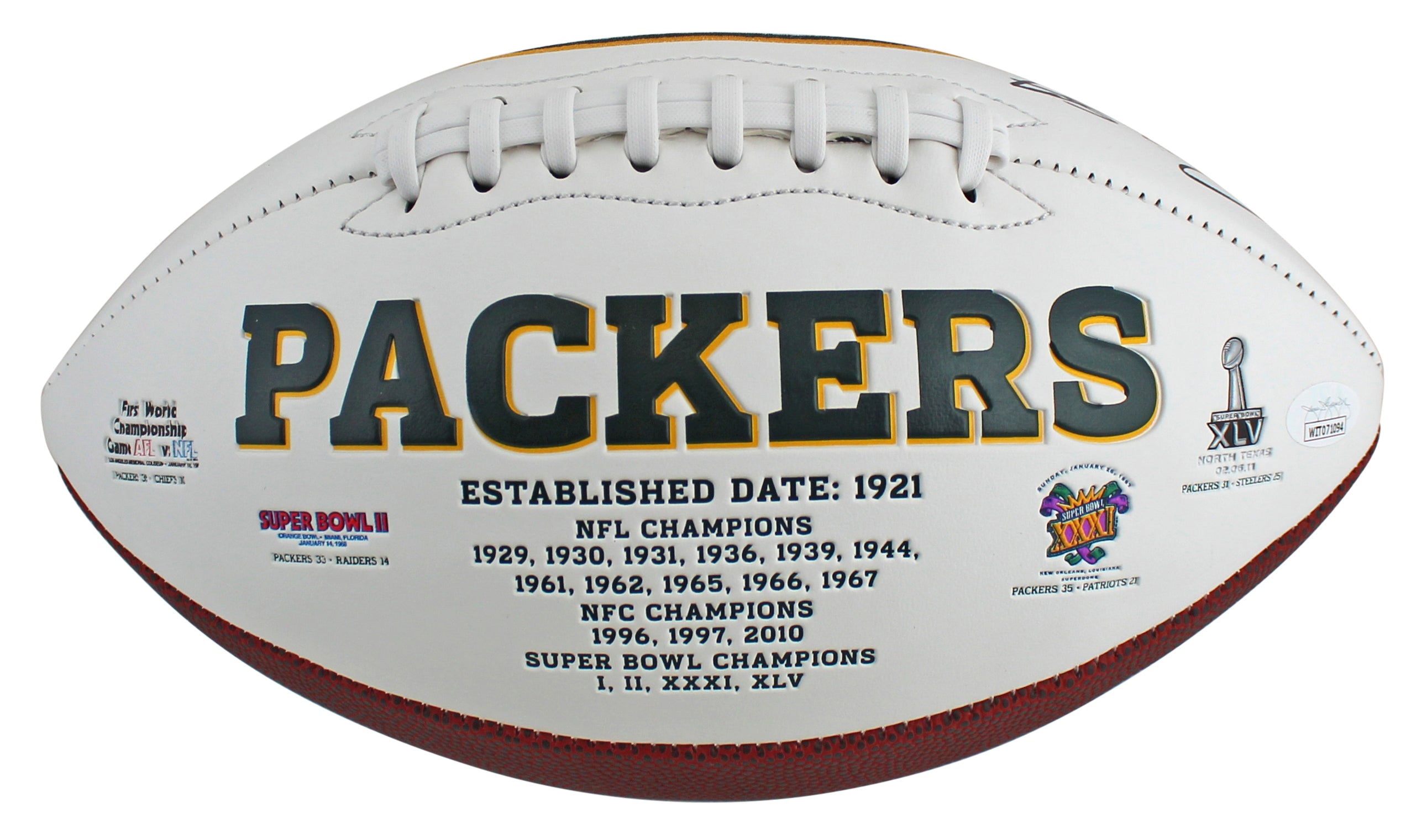 Packers Jace Sternberger Authentic Signed White Panel Logo Football BAS Witness