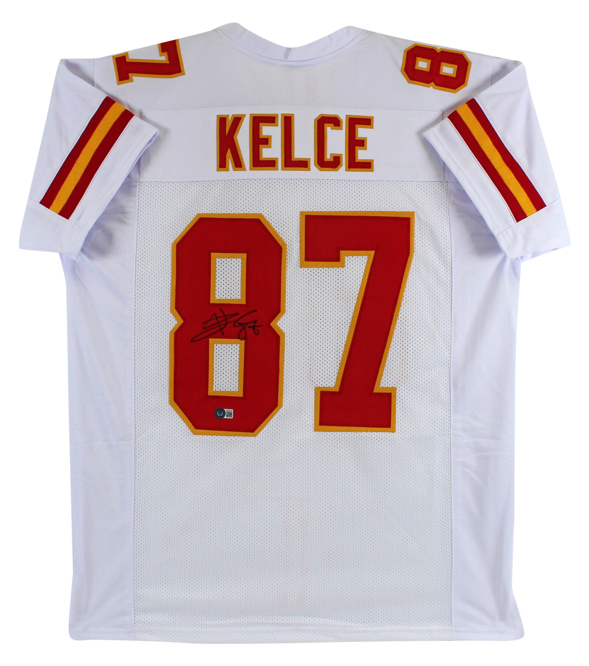 Travis Kelce Authentic Signed White Pro Style Jersey Autographed BAS Witnessed