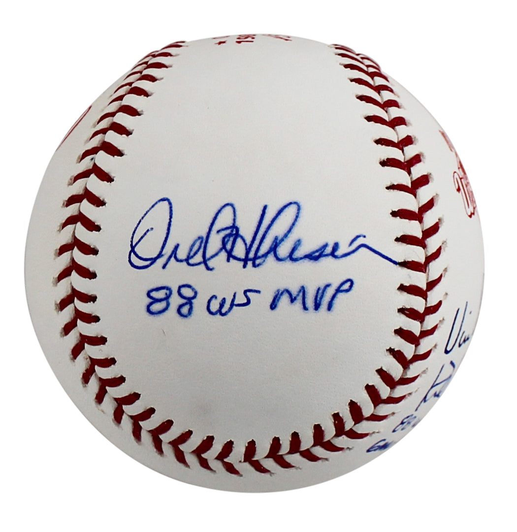 Dodgers (4) Scully, Hershiser, Lasorda & Gibson Signed 88 WS Logo Baseball BAS
