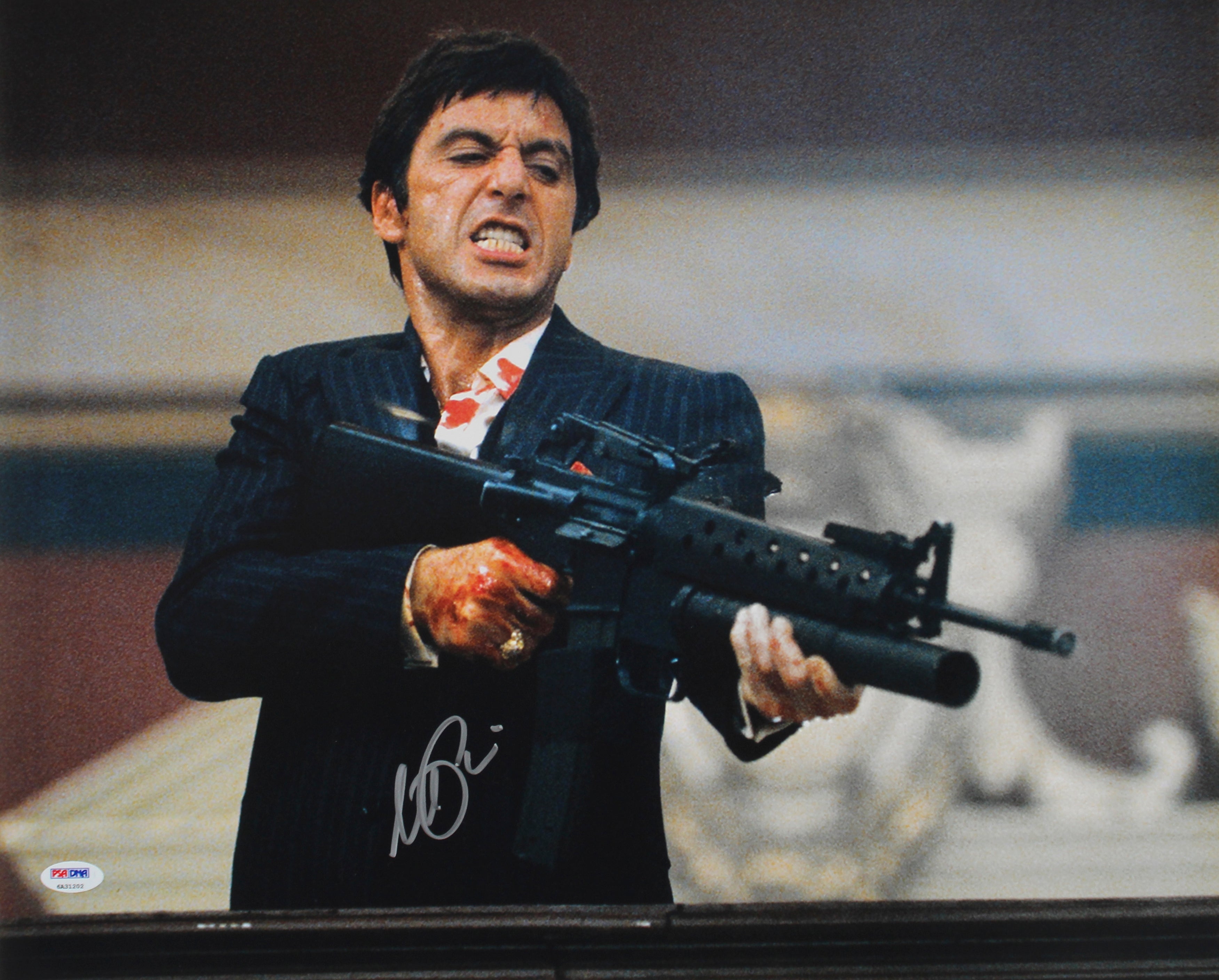 Al Pacino Scarface Authentic Signed 16x20 Horizontal Shooting Photo PSA/DNA Itp