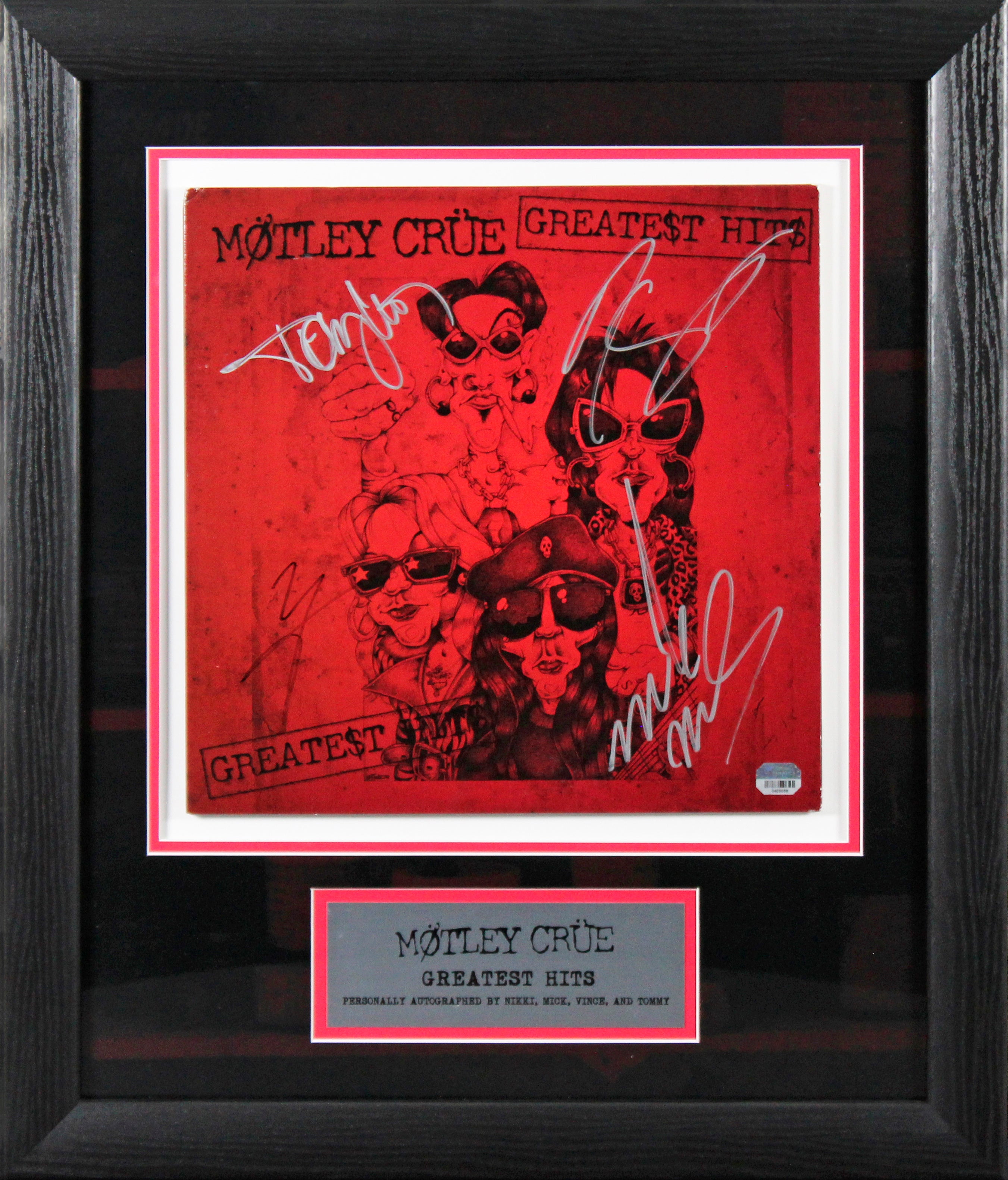 Motley Crue (4) Lee, Neil, Sixx & Mars Signed & Framed Album Cover BAS #AD40123