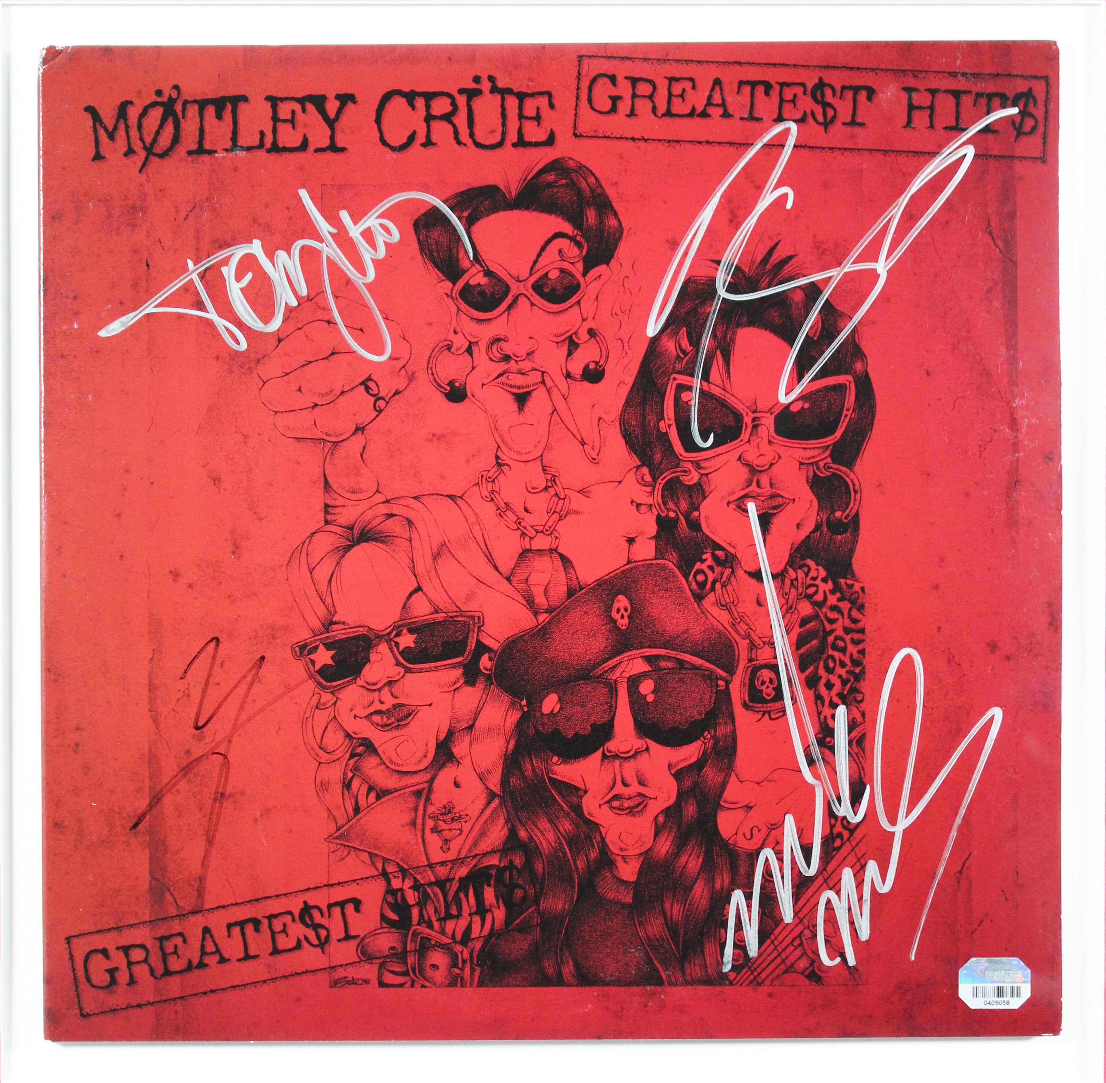 Motley Crue (4) Lee, Neil, Sixx & Mars Signed & Framed Album Cover BAS #AD40123