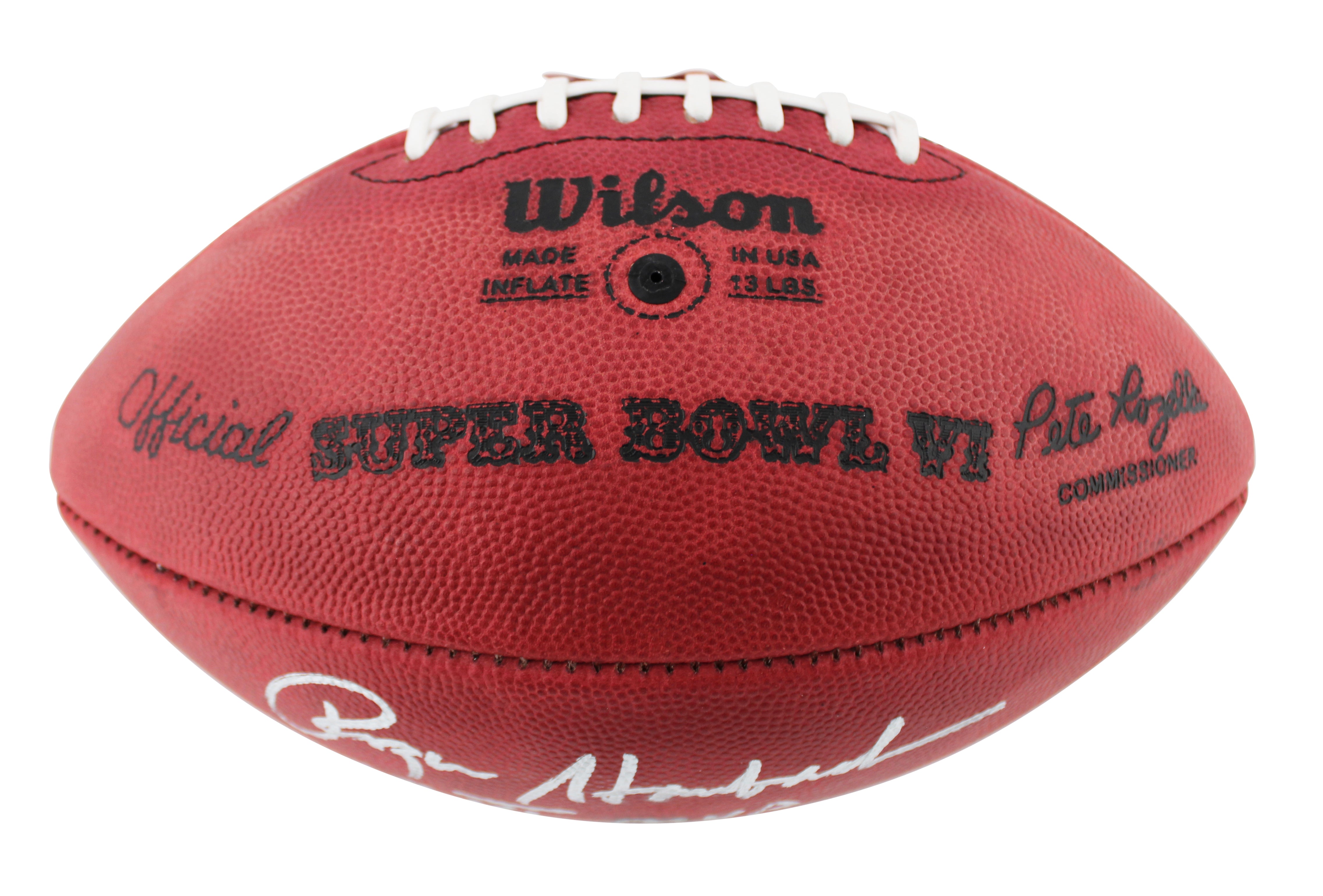 Cowboys Roger Staubach "SB VI MVP" Signed SB VI Logo Nfl Football BAS W #WY25518