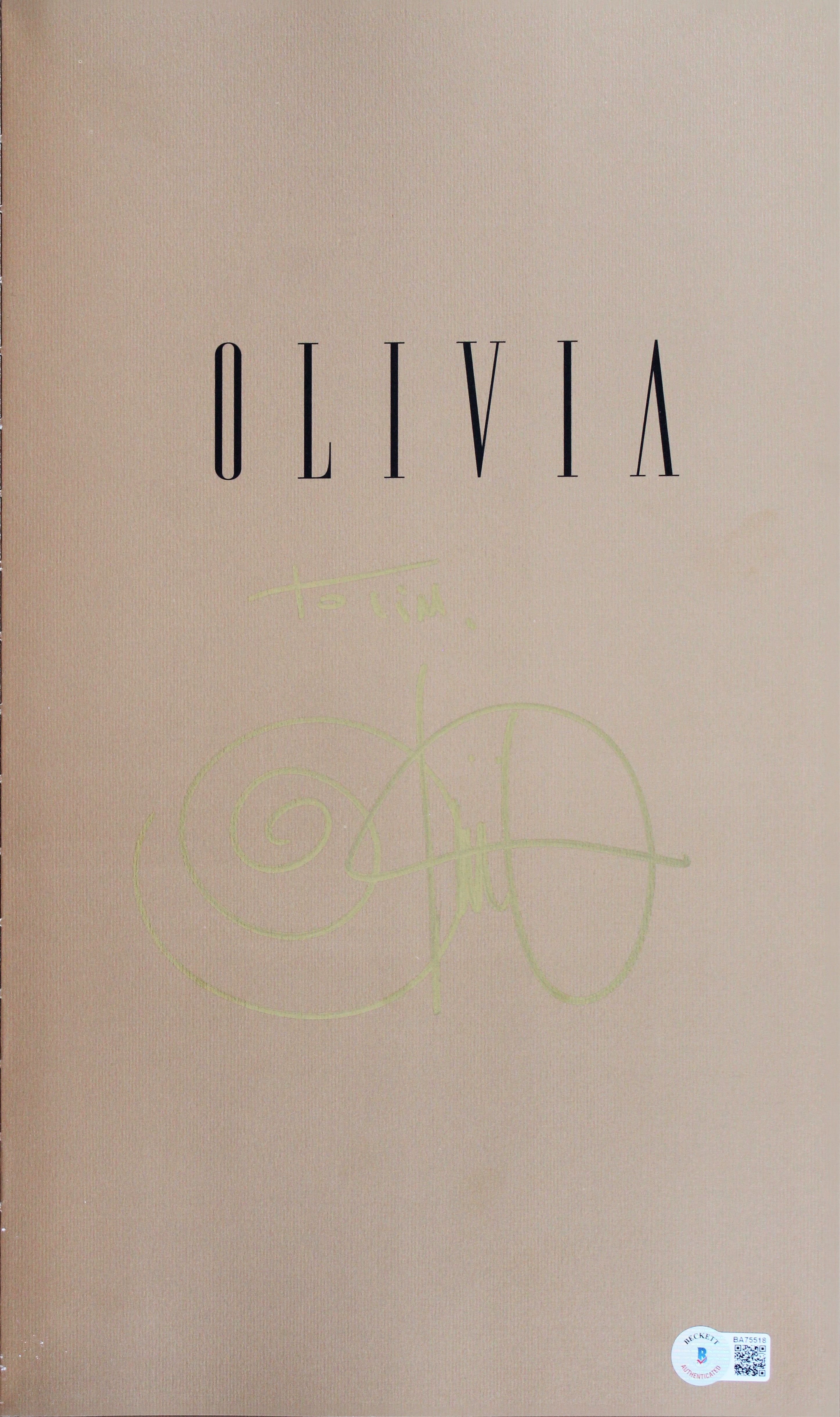 Olivia De Berardinis To Tim Authentic Signed Olivia Hard Cover Book BAS #BA75518