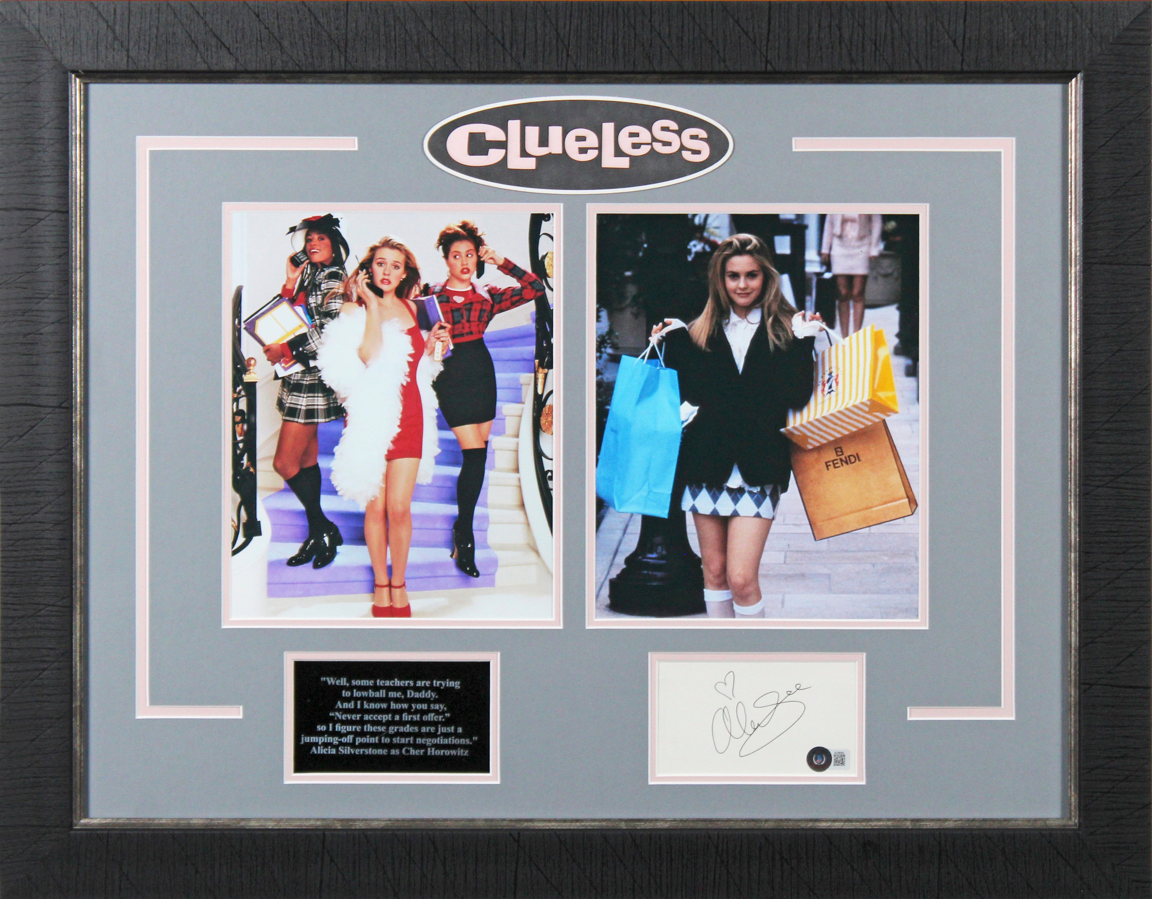 Alicia Silverstone Clueless Signed 3x5 Index Card Framed Display BAS #BL98095