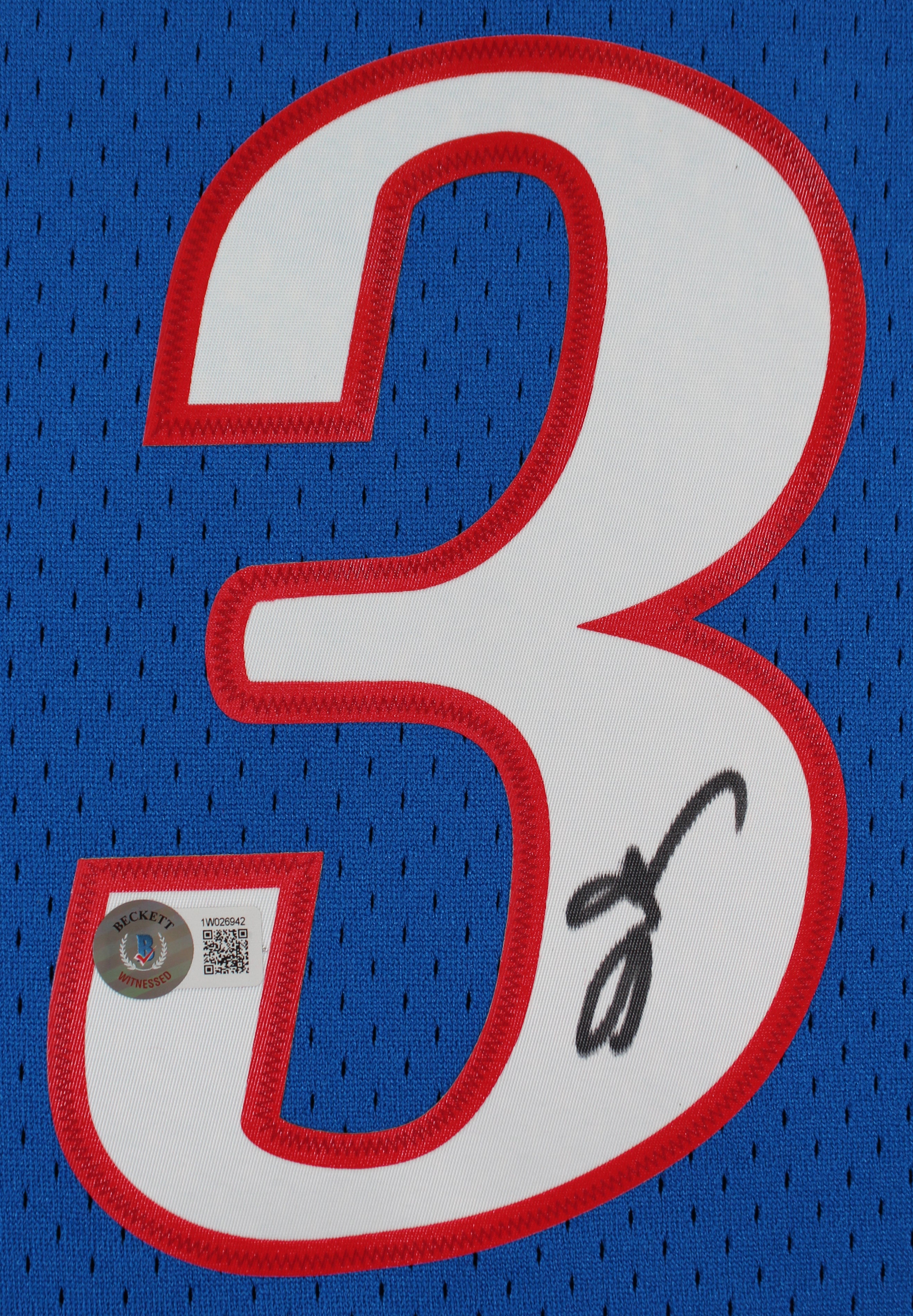 76ers Allen Iverson Signed Blue M&N 1999-00 HWC Swingman Jersey BAS Witnessed