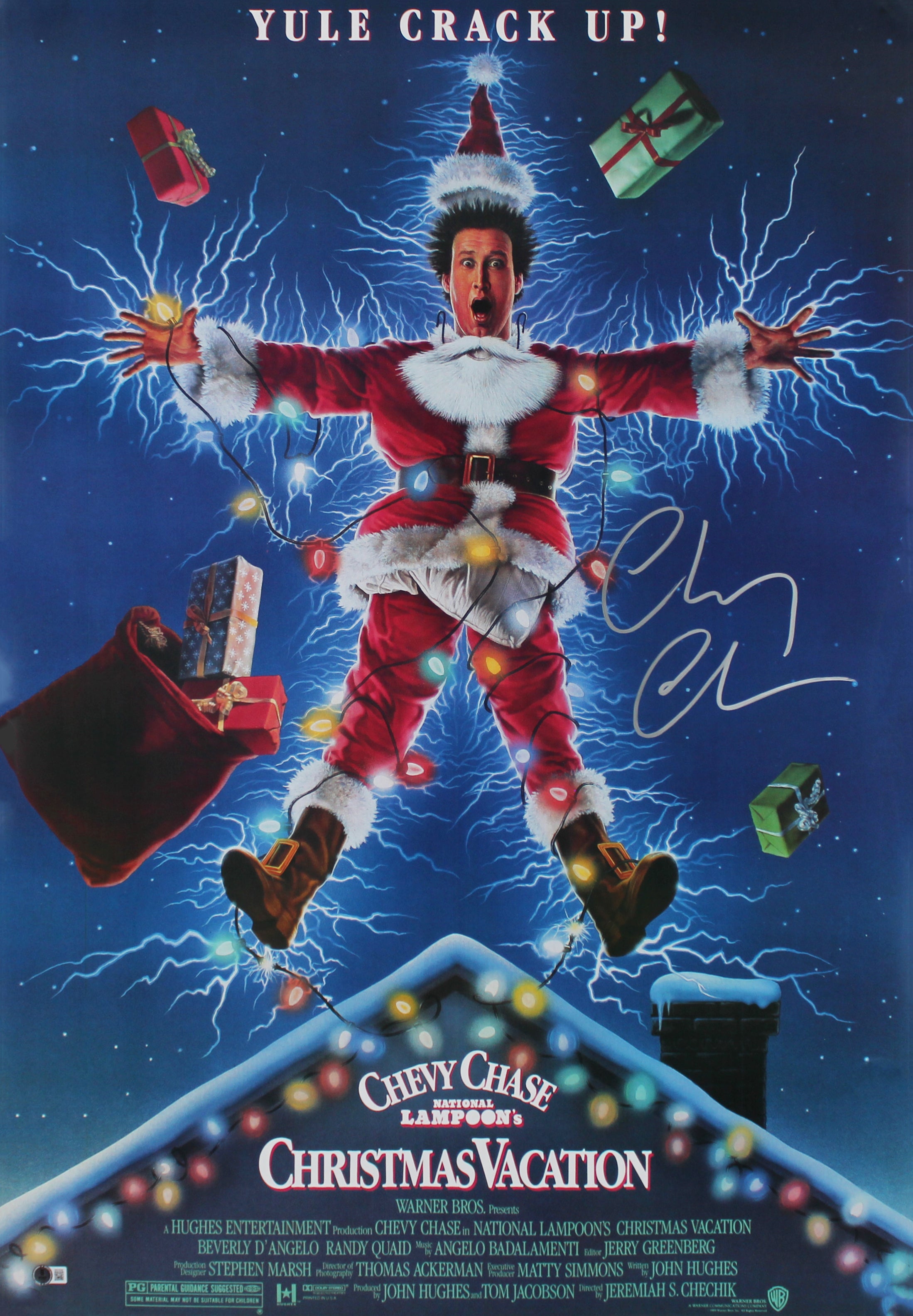 Chevy Chase Christmas Vacation Authentic Signed 24x36 Movie Poster BAS Witness