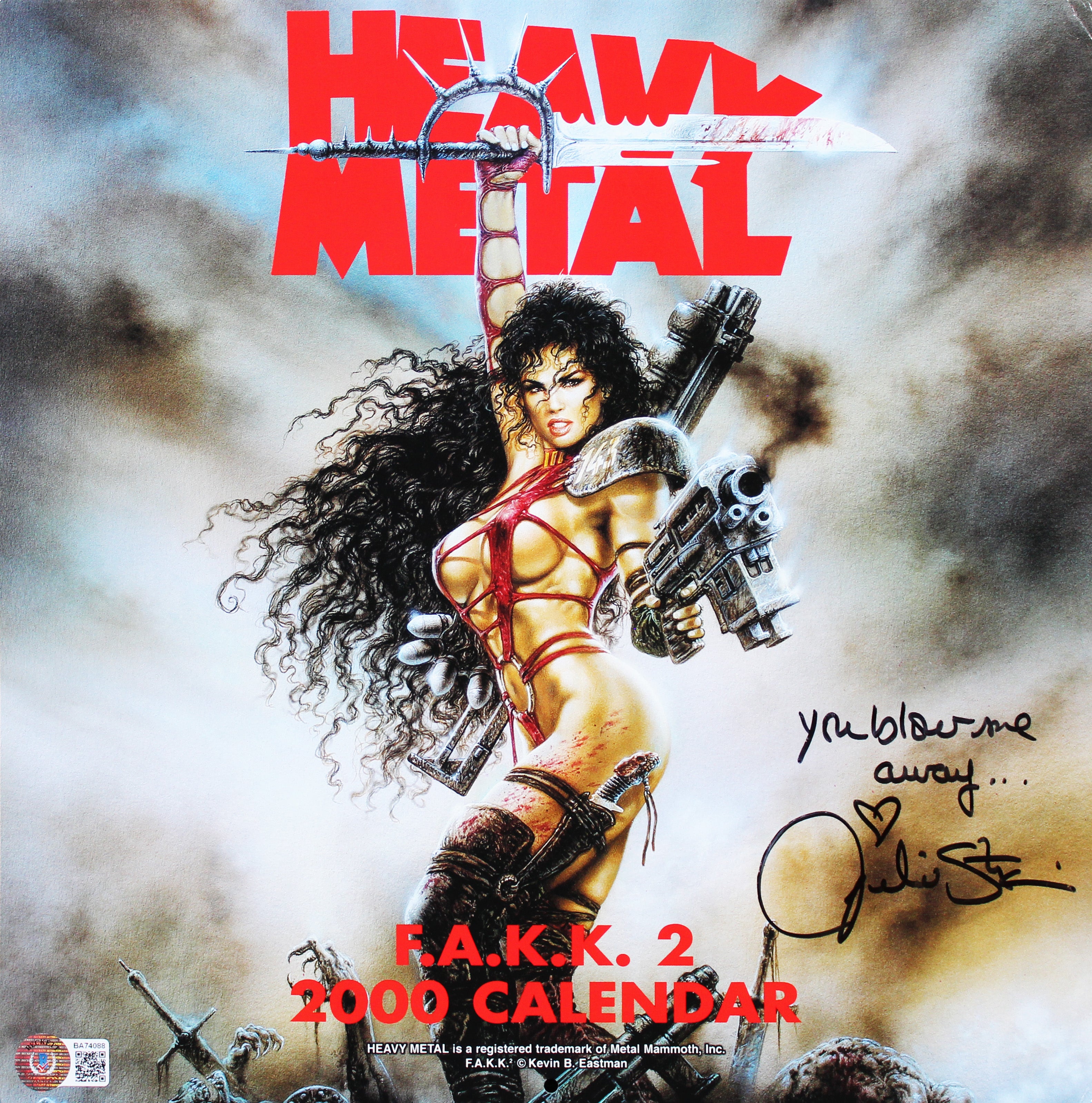 Julie Strain Authentic Signed 2000 F.A.K.K. 2 Heavy Metal Calendar BAS #BA74088