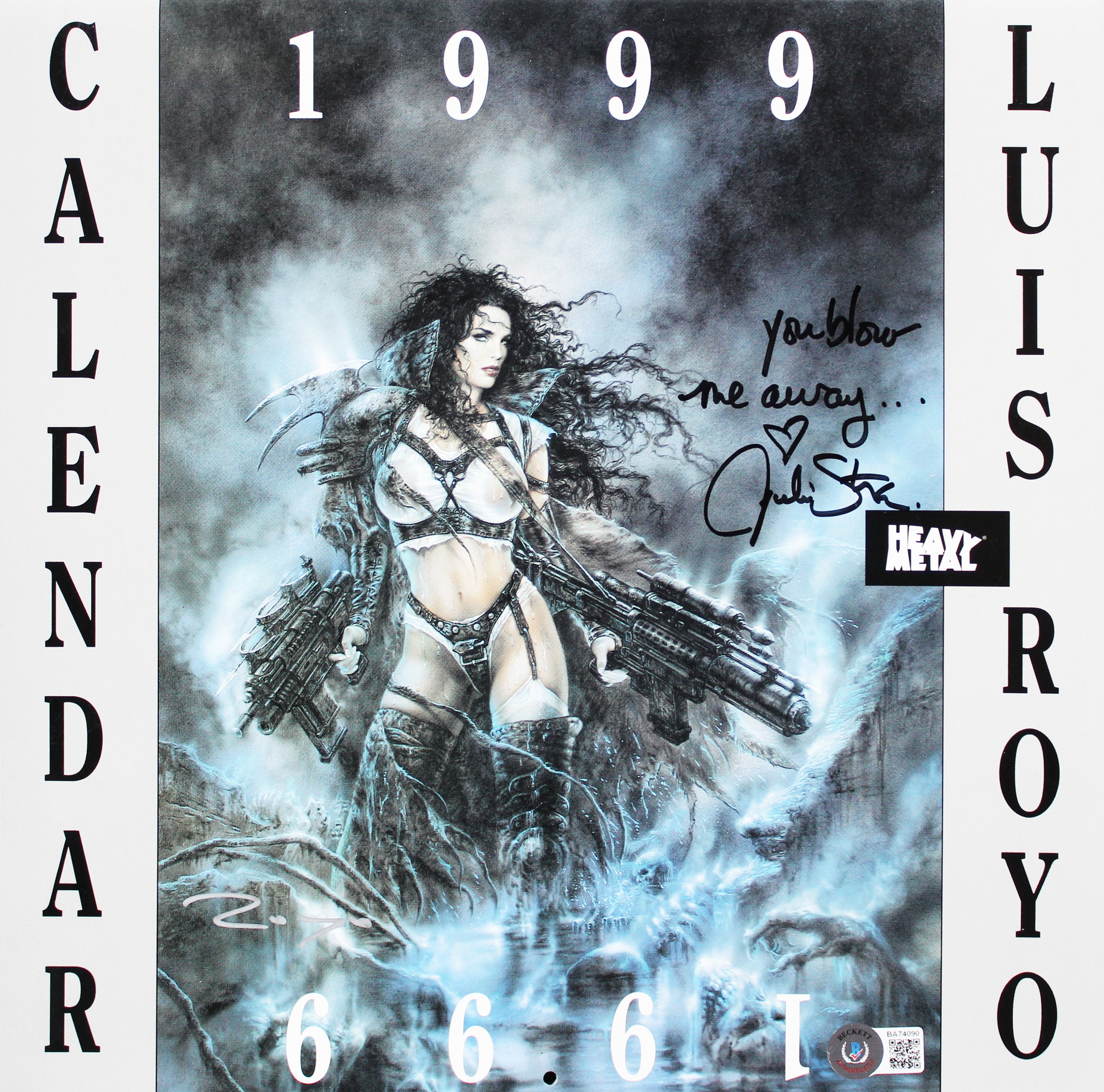 Julie Strain Heavy Metal Authentic Signed 1999 Luis Royo Calendar BAS #BA74090