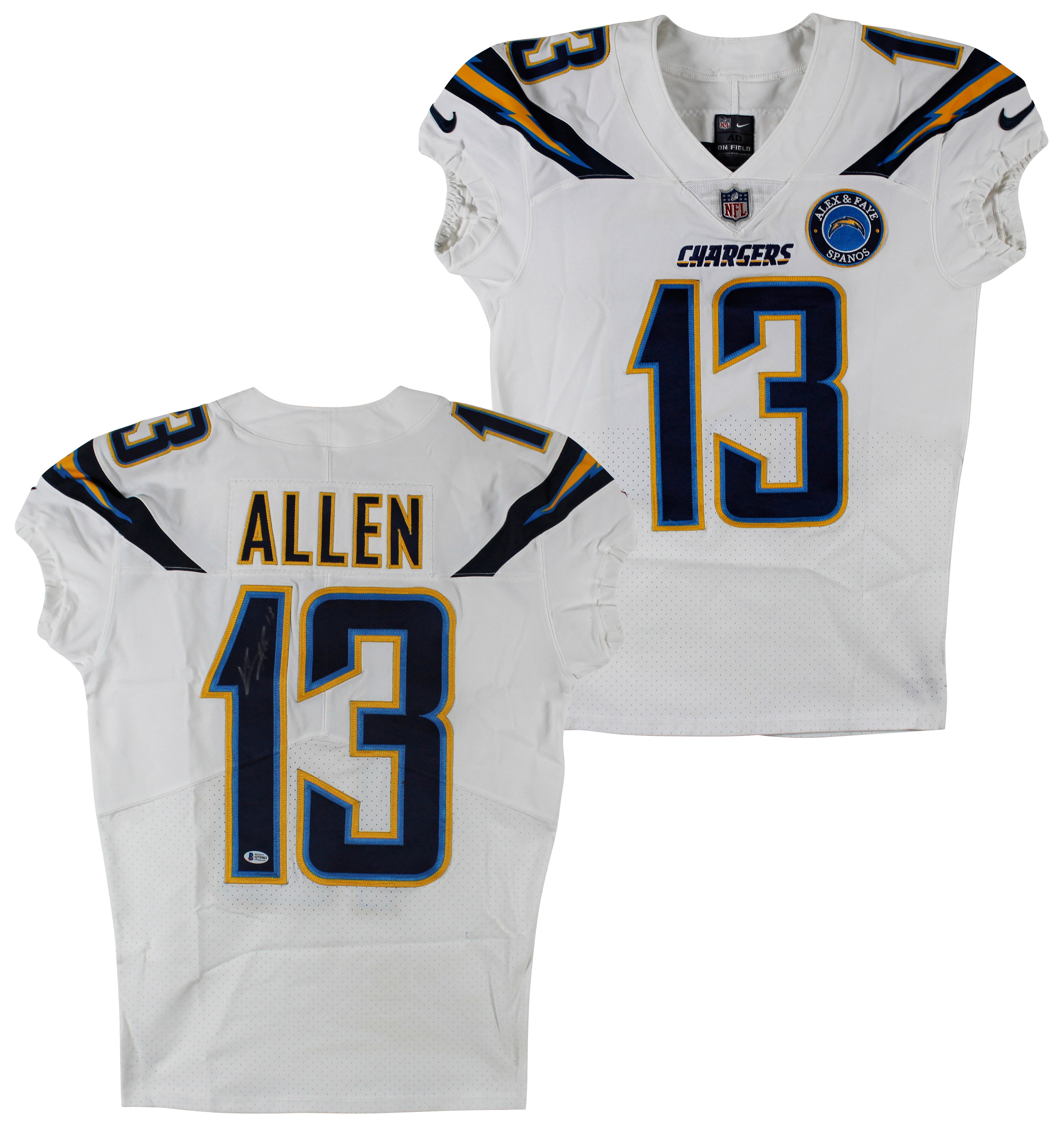 Chargers Keenan Allen Signed Photomatched 2018 Game Used White Nike