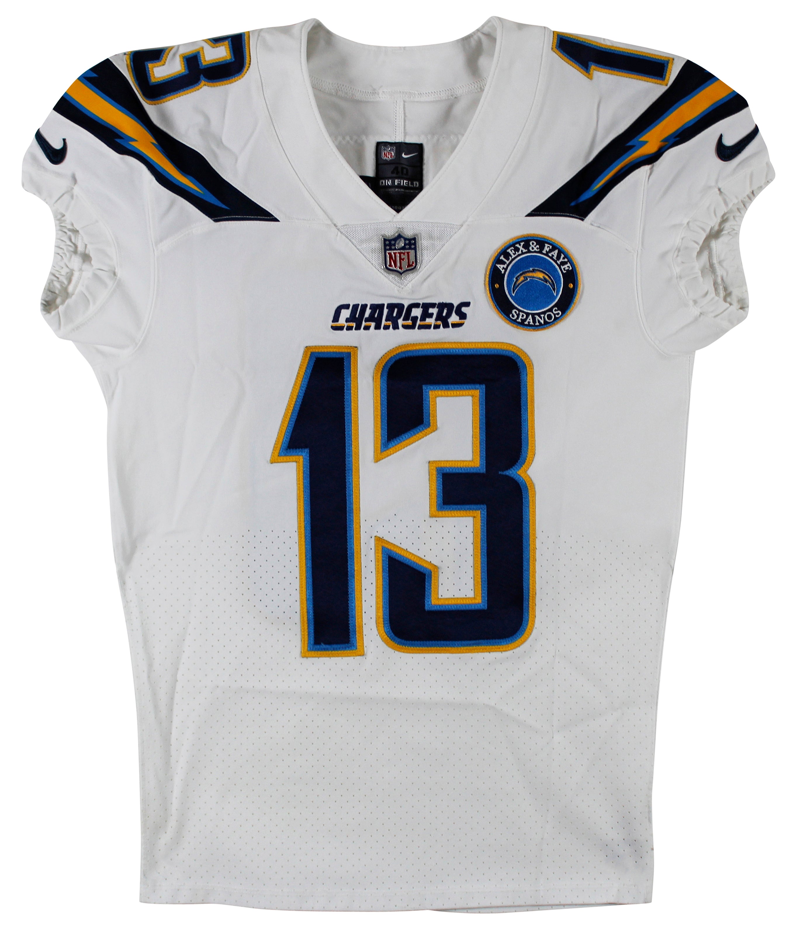 Chargers Keenan Allen Signed & Photomatched 2018 Game Used White Nike Jersey BAS