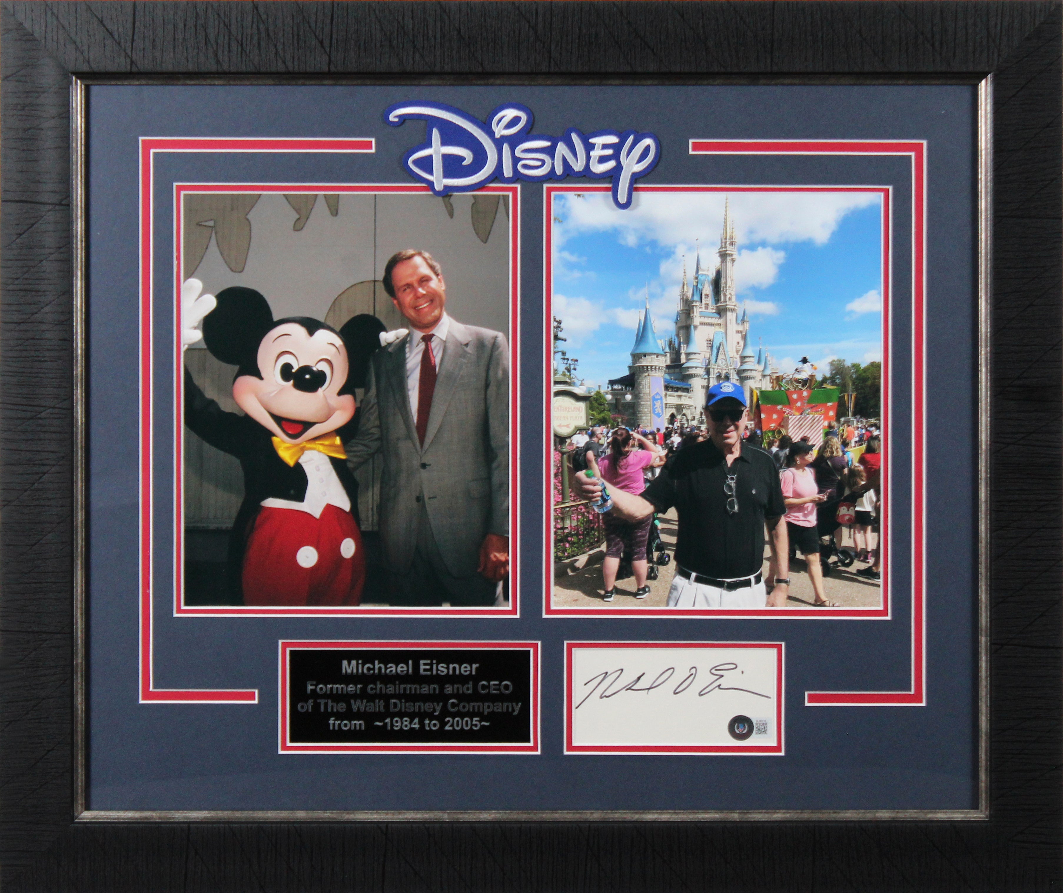 Michael Eisner Disney Signed 3x5 Index Card Framed Display BAS #BL98116