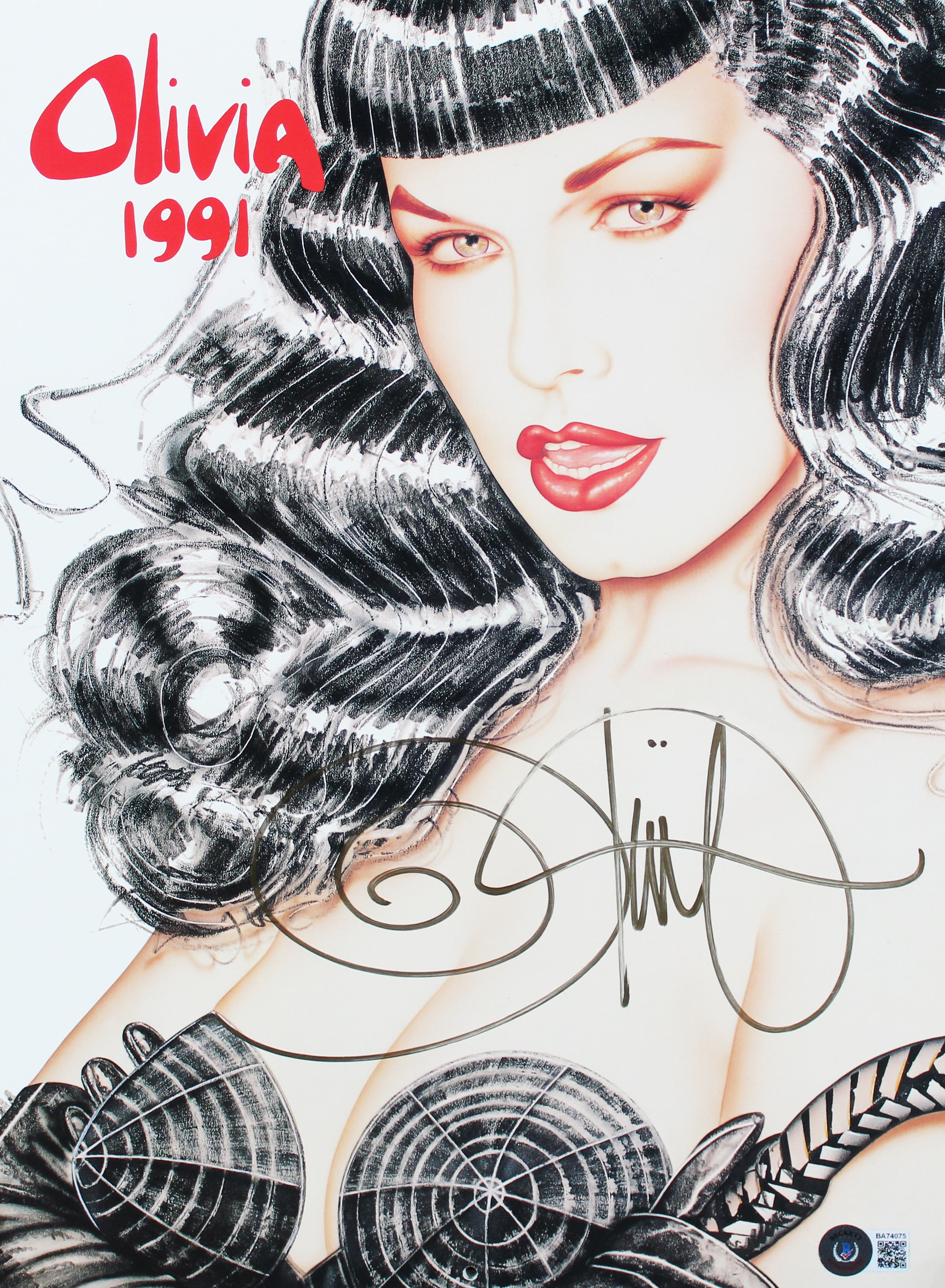 Olivia De Berardinis Authentic Signed 1991 Pin-Up Art Calendar BAS #BA74075