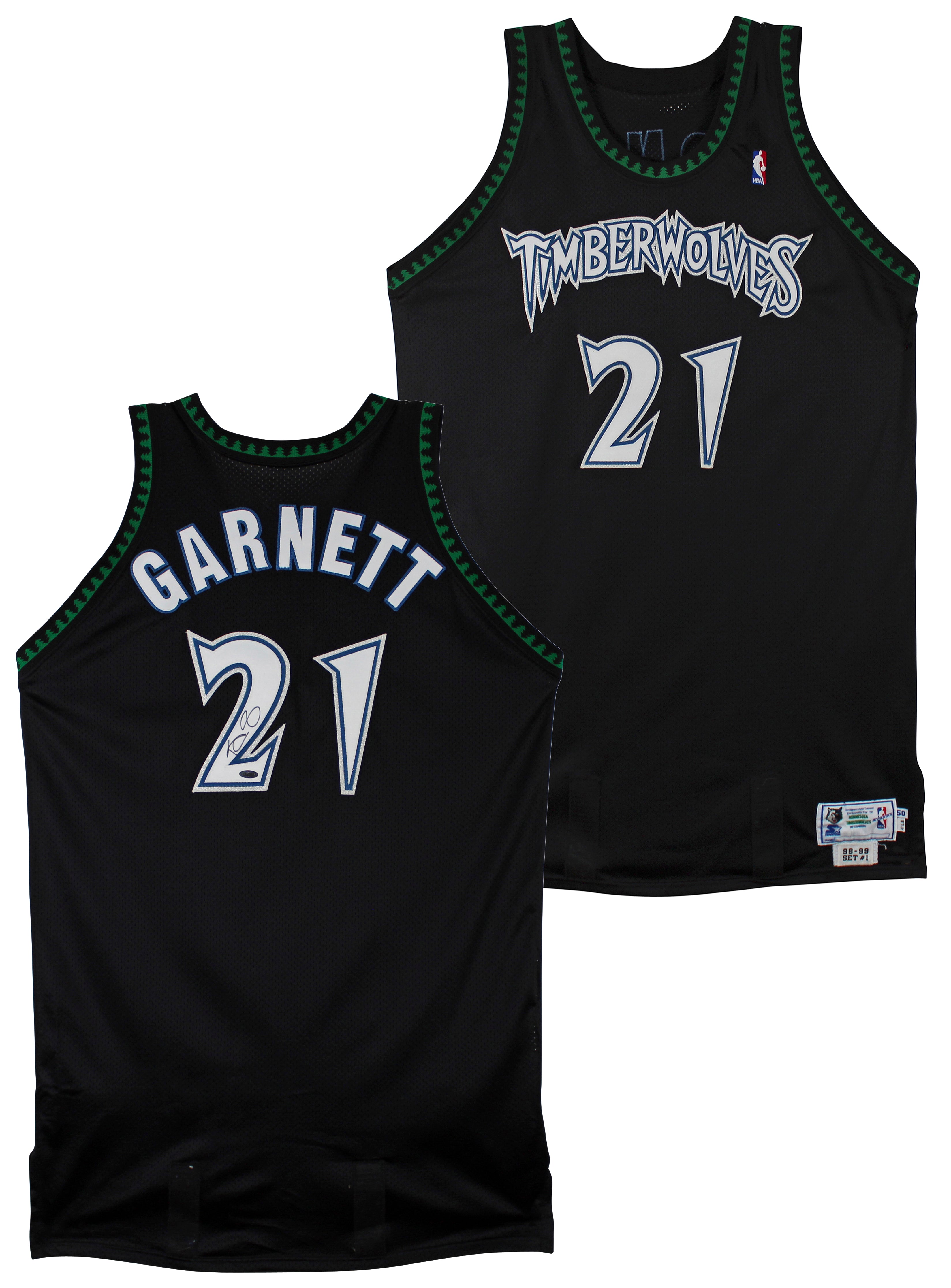 Kevin Garnett Signed 1998-99 Game Worn Black Starter Jersey BAS & Steiner