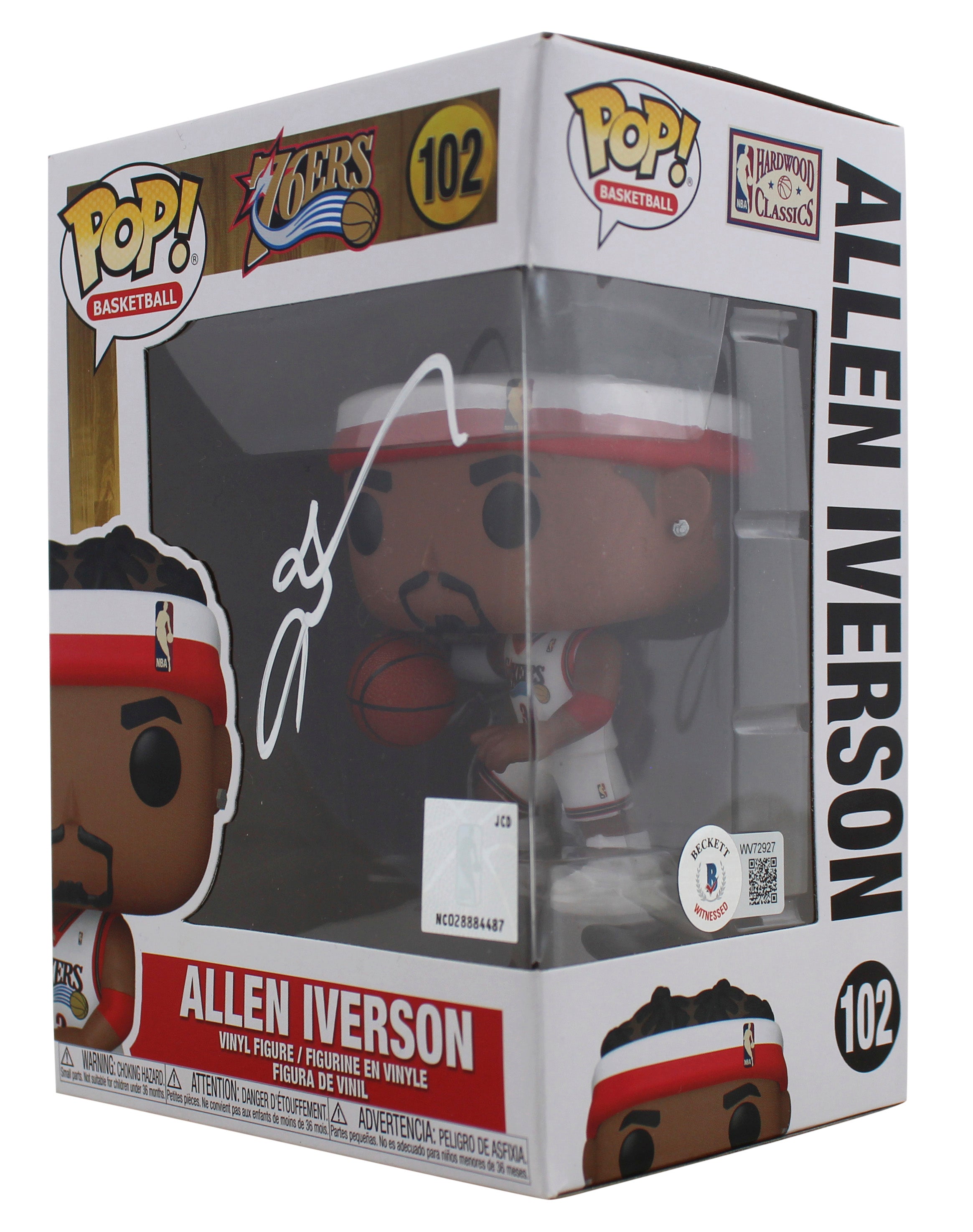 76ers Allen Iverson Authentic Signed HWC #102 Funko Pop Vinyl Figure BAS Witness