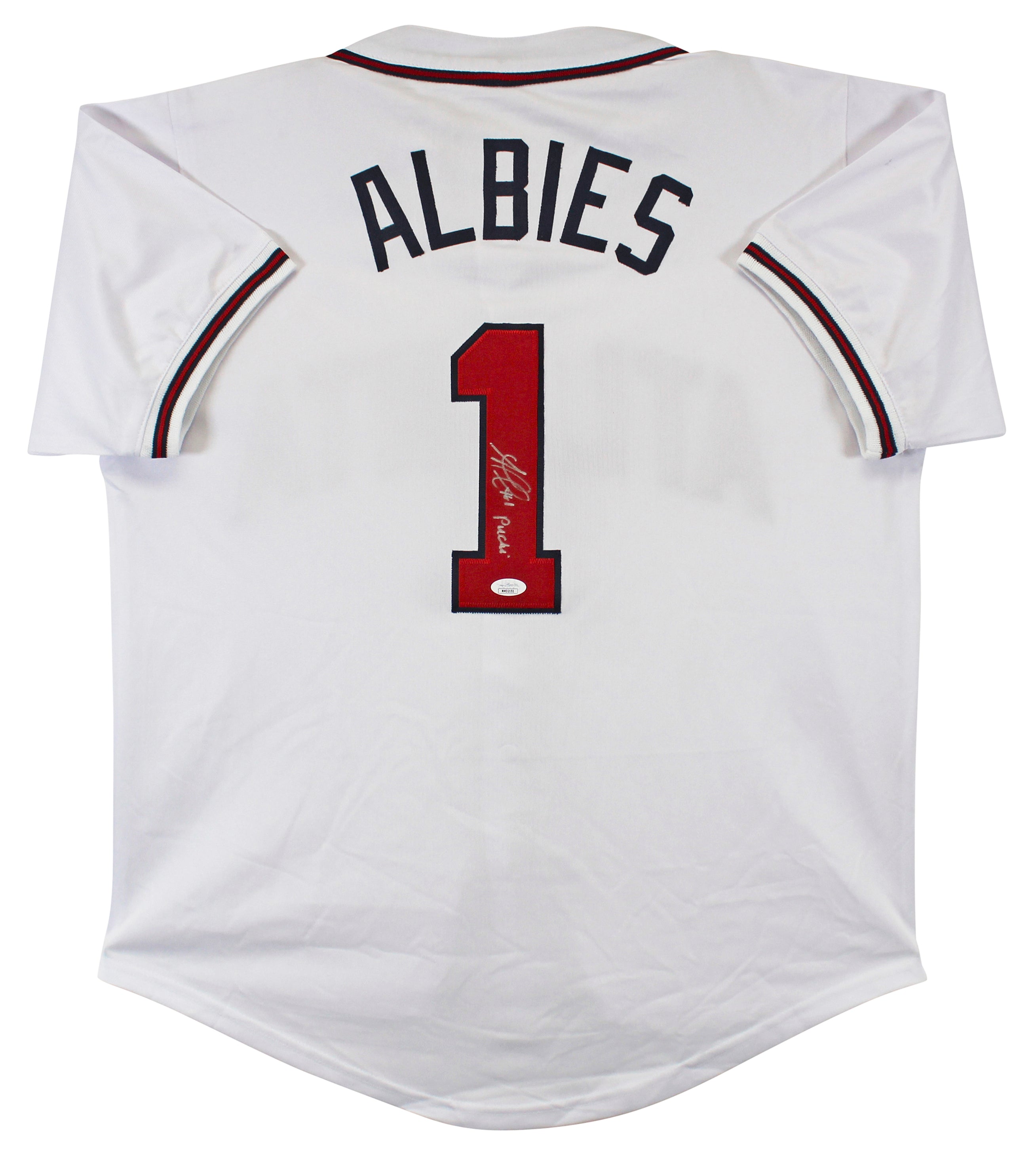 Ozzie Albies "Puchi" Authentic Signed White Pro Style Jersey JSA #MM32151