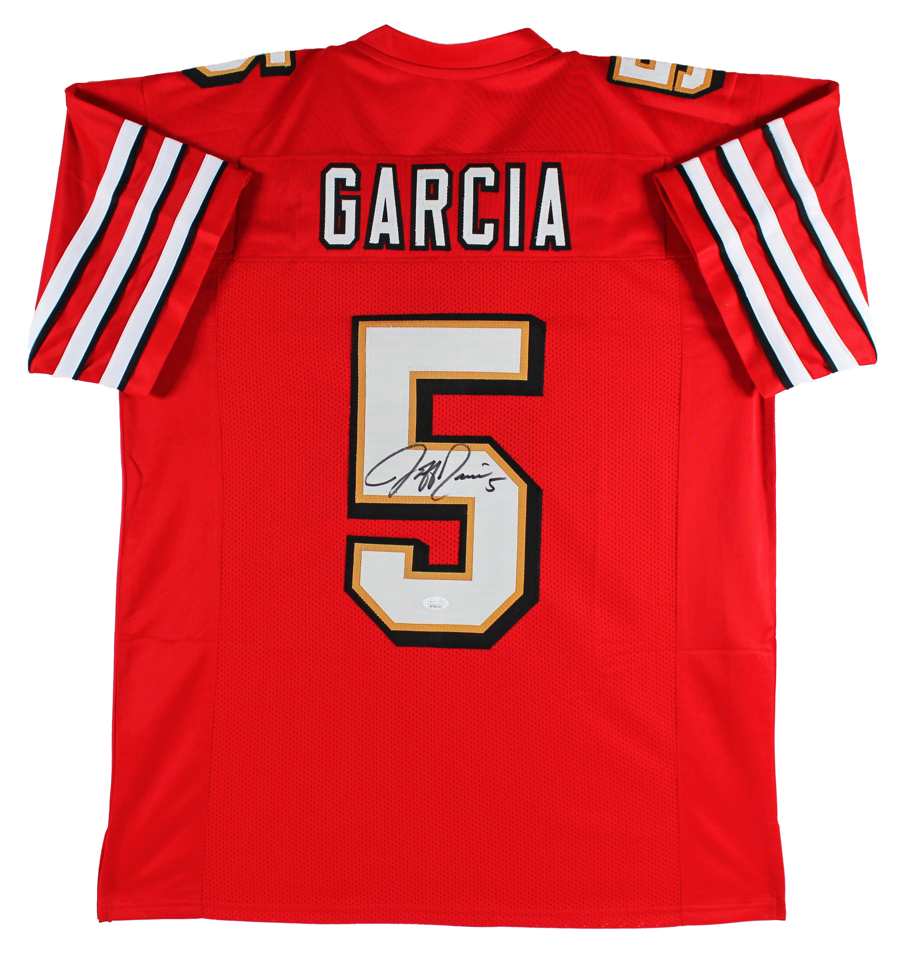 Jeff Garcia Authentic Signed Red Pro Style Jersey w/ Drop Shadow JSA Witness