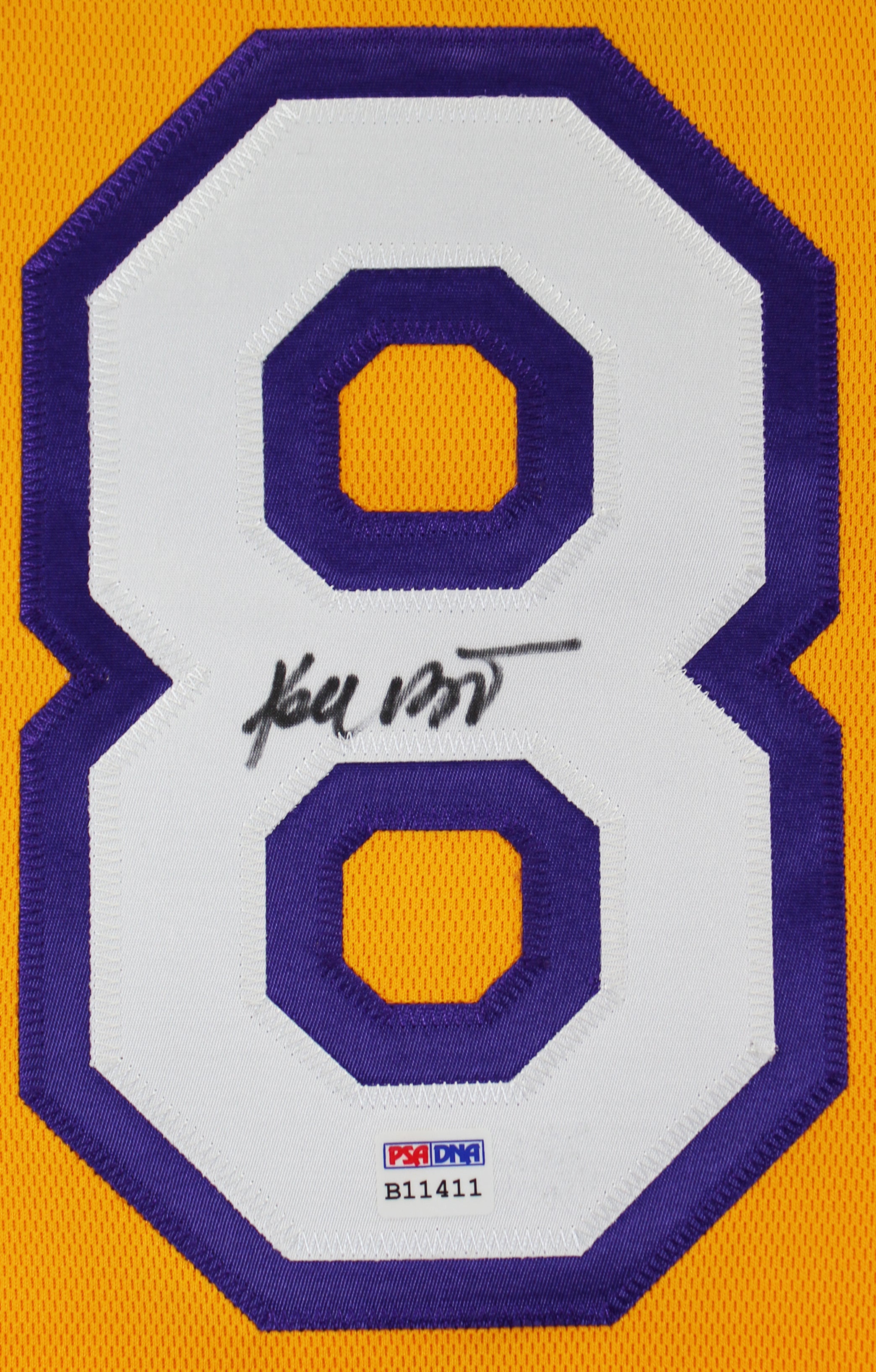 Lakers Kobe Bryant Signed Yellow M&N 2000-01 HWC Authentic Framed Jersey PSA/DNA
