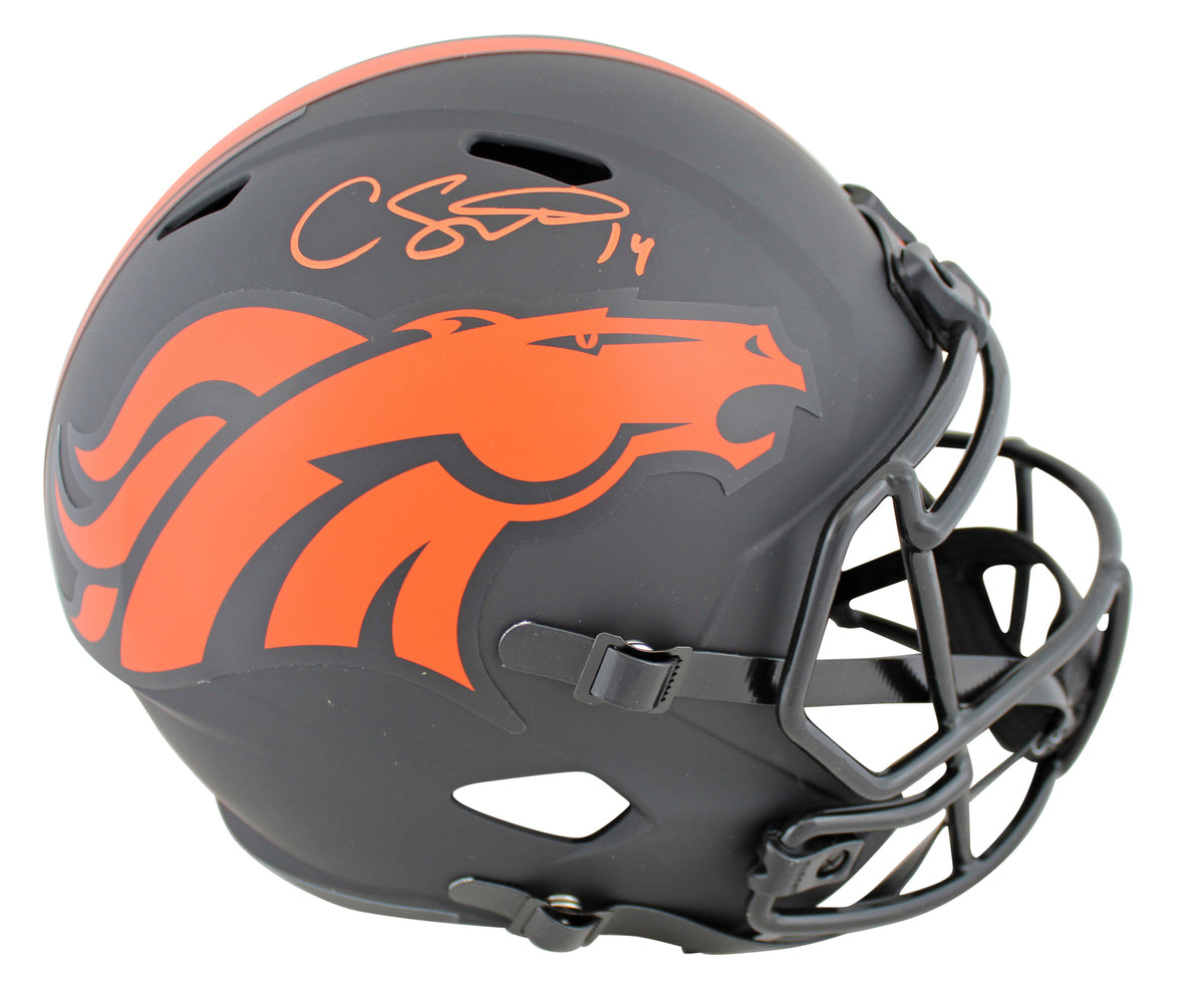 Broncos Courtland Sutton Signed Eclipse Full Size Speed Rep Helmet JSA Witness