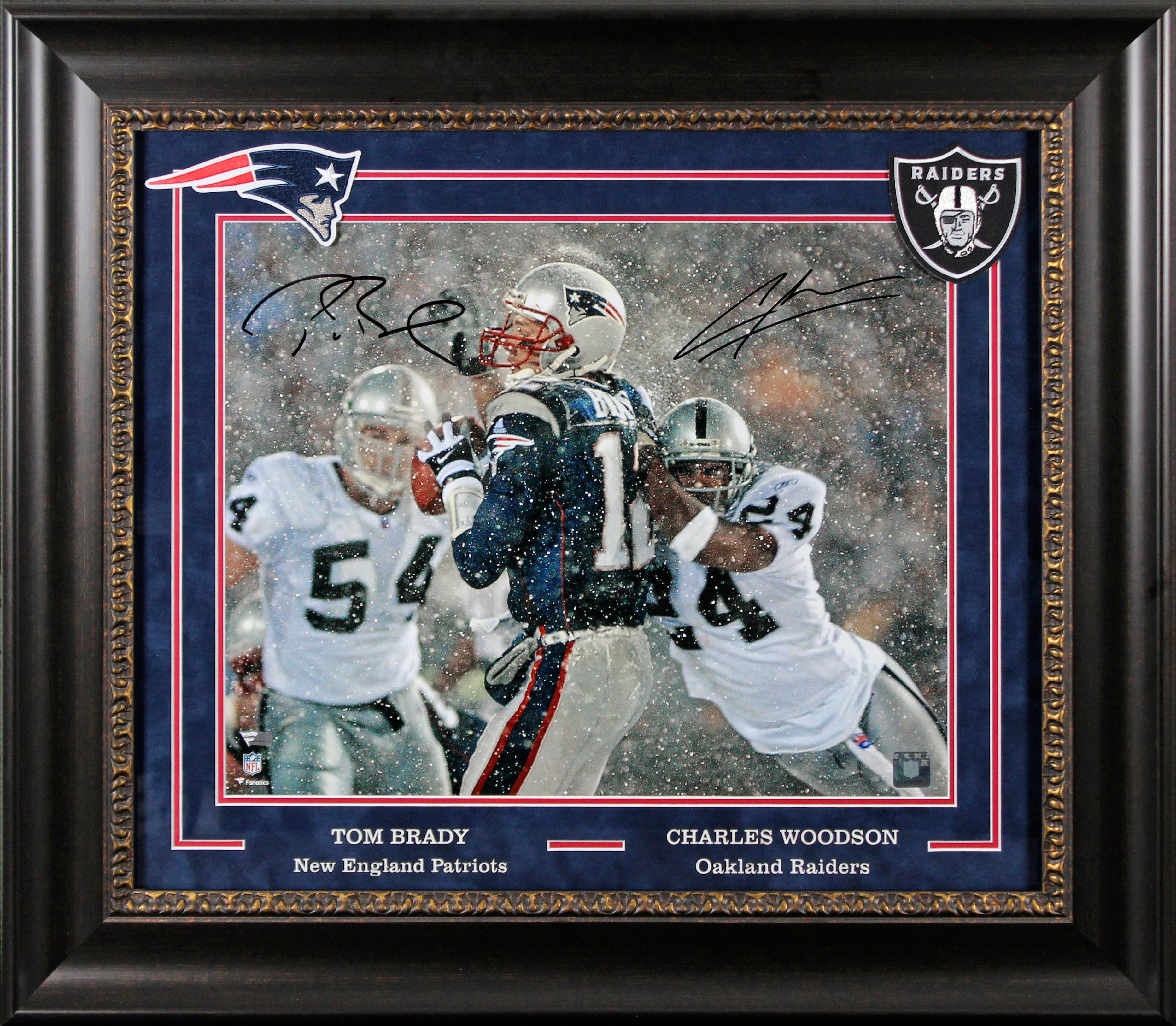 Tom Brady & Charles Woodson Signed 16x20 Framed Photo Fanatics #AA0109972